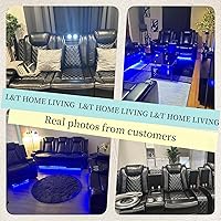 Vista 3 de Juego de sofá reclinable eléctrico con LED, juego de sofá reclinable de cuero, juego de muebles de sala con carga USB