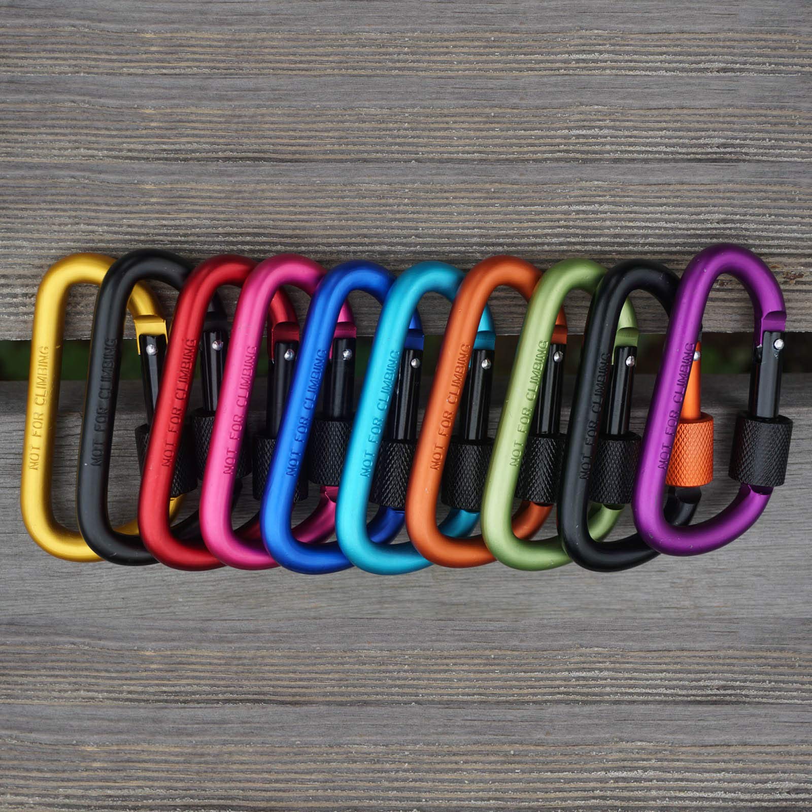 10er-Pack Camping Haken Aluminium Schlüsselanhänger Karabiner D-Form Schnallen Schlüsselanhänger-Clips, sichere Rotation Torschnalle Clip Haken