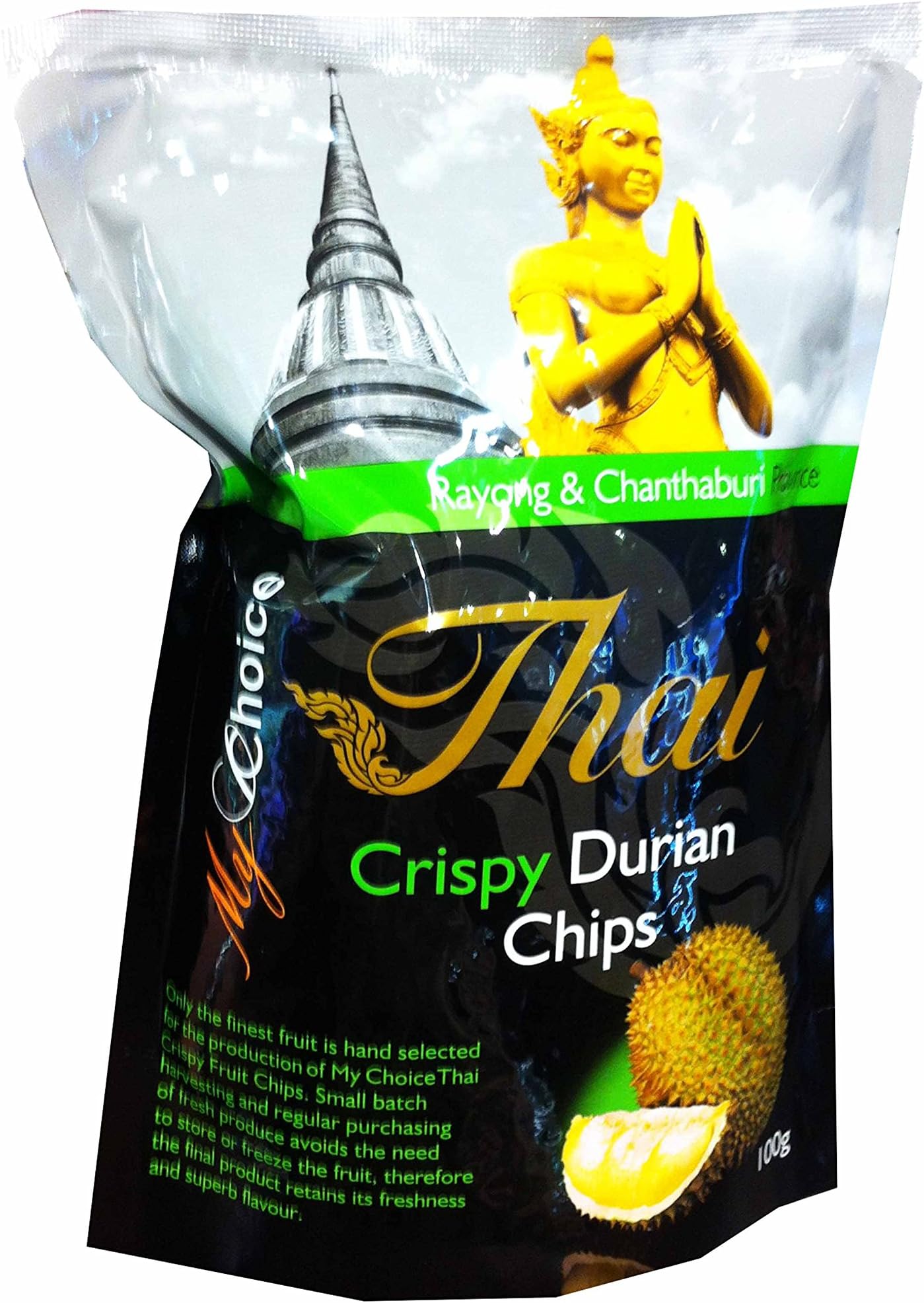 Crispy Durian Chips, Delicious Fruit Snack From My Choice Thai Brand, 4 or 5 Strar Otop Rating Approved. (100 G/Pack)