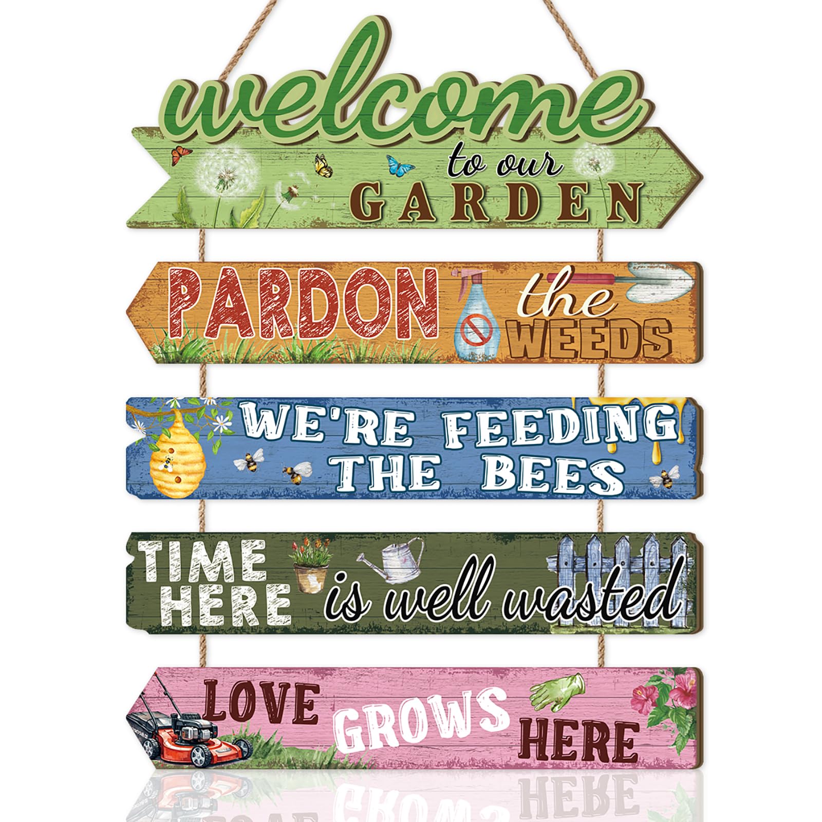KAIRNE Garden Wall Art Sign Funny Garden Rule Decor Gardening Gifts for Women Men Spring Welcome Front Door Wood Signs Rustic Wooden Farmhouse Hanging Plaques for Outdoor Home Porch Decoration โ image 1