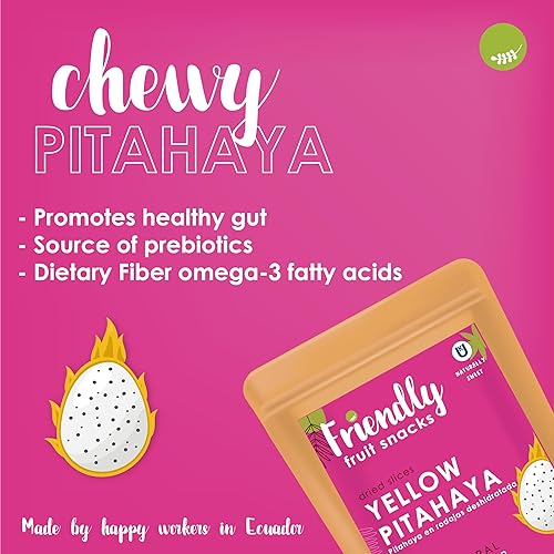 Miniatura 6 de Friendly Fruta del dragón seca saludable - Pitahaya amarilla  5.29 onzas  Fruta de dragón seca natural, aperitivo saludable, sin OMG, vegano, sin