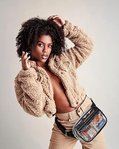 Miniatura 6 de Riñonera transparente aprobada para estadios, impermeable, bonita bolsa de cintura aprobada para estadios, bolsa transparente ajustable para mujeres