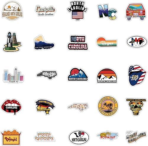 Miniatura 3 de Calcomanías de Carolina del Norte, 62 unidades de calcomanías relajantes de la naturaleza, paquete de calcomanías estéticas impermeables de vinilo