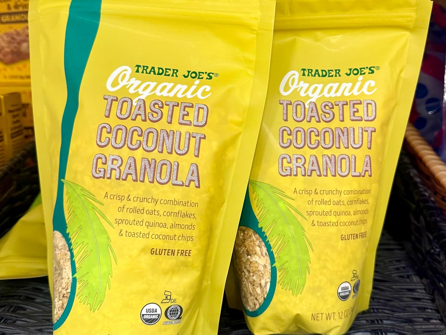 Trader Joe's Organic Toasted Coconut Granola, Gluten Free, 12 oz, with Rolled Oats, Almonds & Sprouted Quinoa