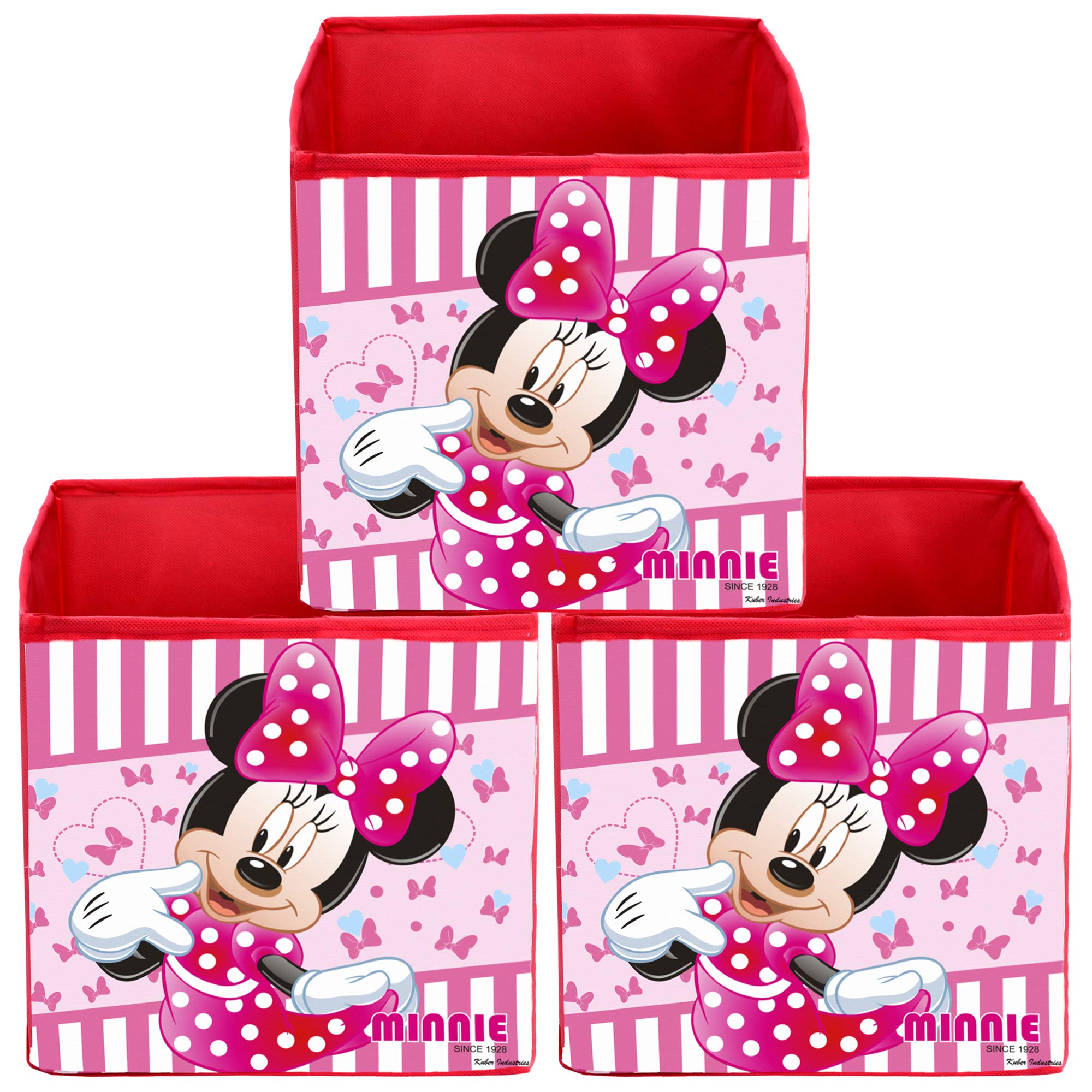 Fun Homes Disney Minnie Print Non Woven Fabric 3 Pieces Foldable Large Size Storage Cube Toy,Books,Shoes Storage Box with Handle,Extra Large (Pink) (B08JVPD2XK) Amazon Price History, Amazon Price Tracker