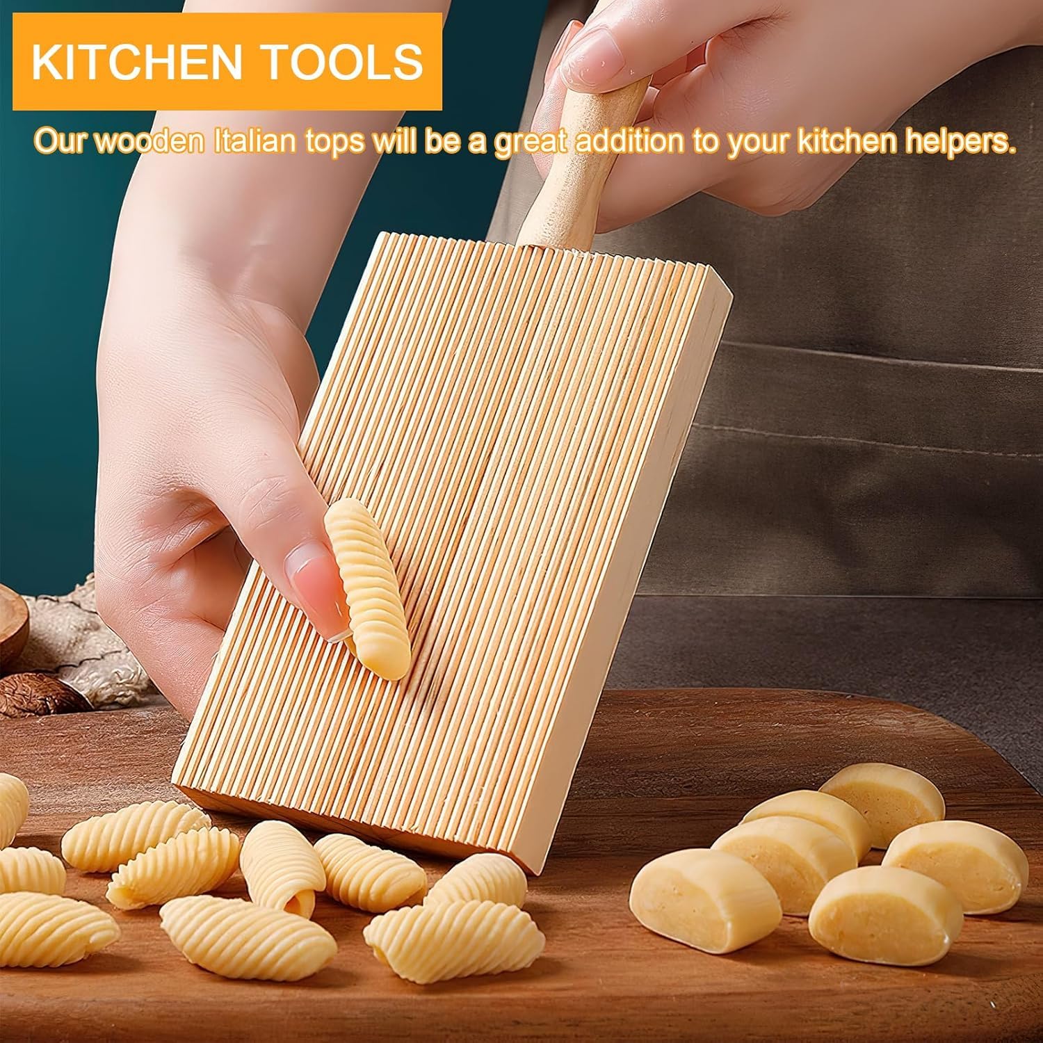 Tablero de Gnocchi y Macarrones, tabla de madera para pasta, set de herramientas para pasta, accesorios de madera de haya