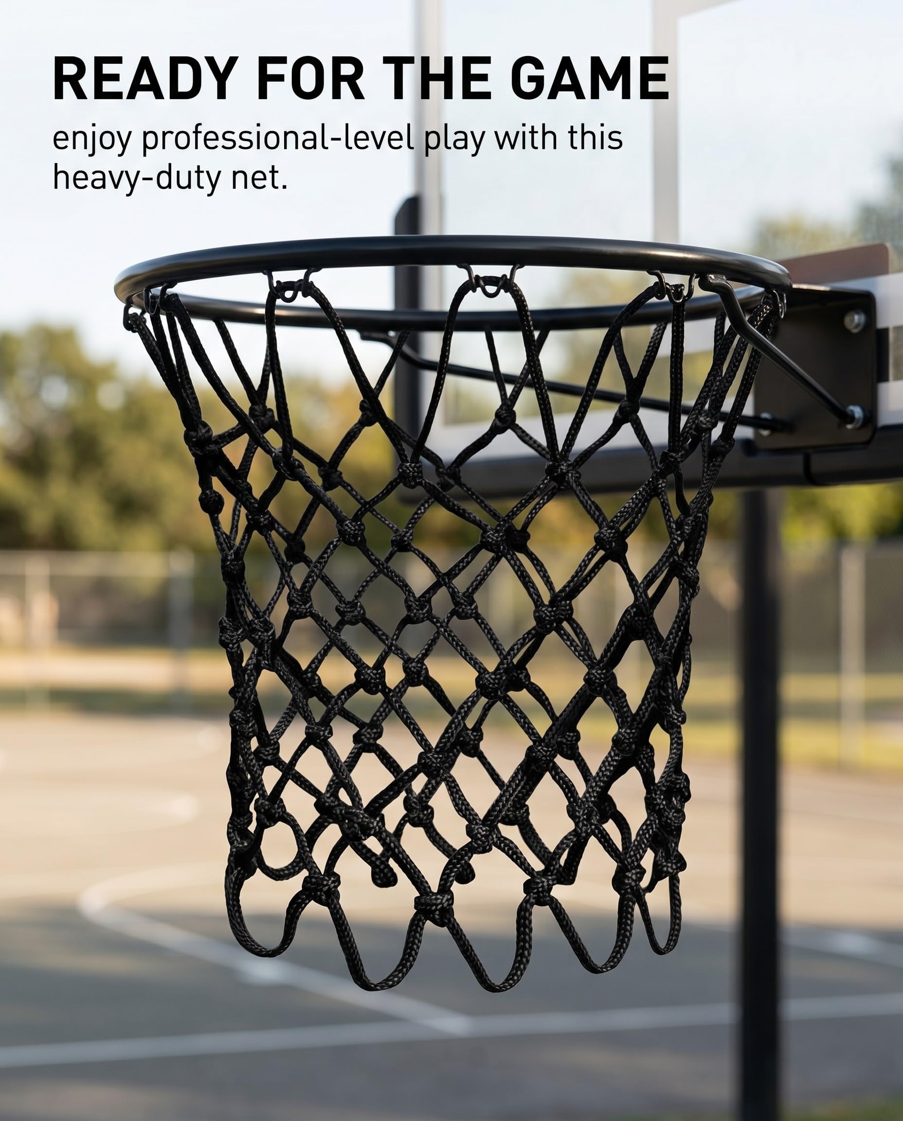 1 pièce Filet de Basket-Ball de Rechange très résistant, filet panier basket extérieur, qualité Professionnelle sur Terrain, s'adapte à la Jante Standard extérieure et intérieure (Noir)