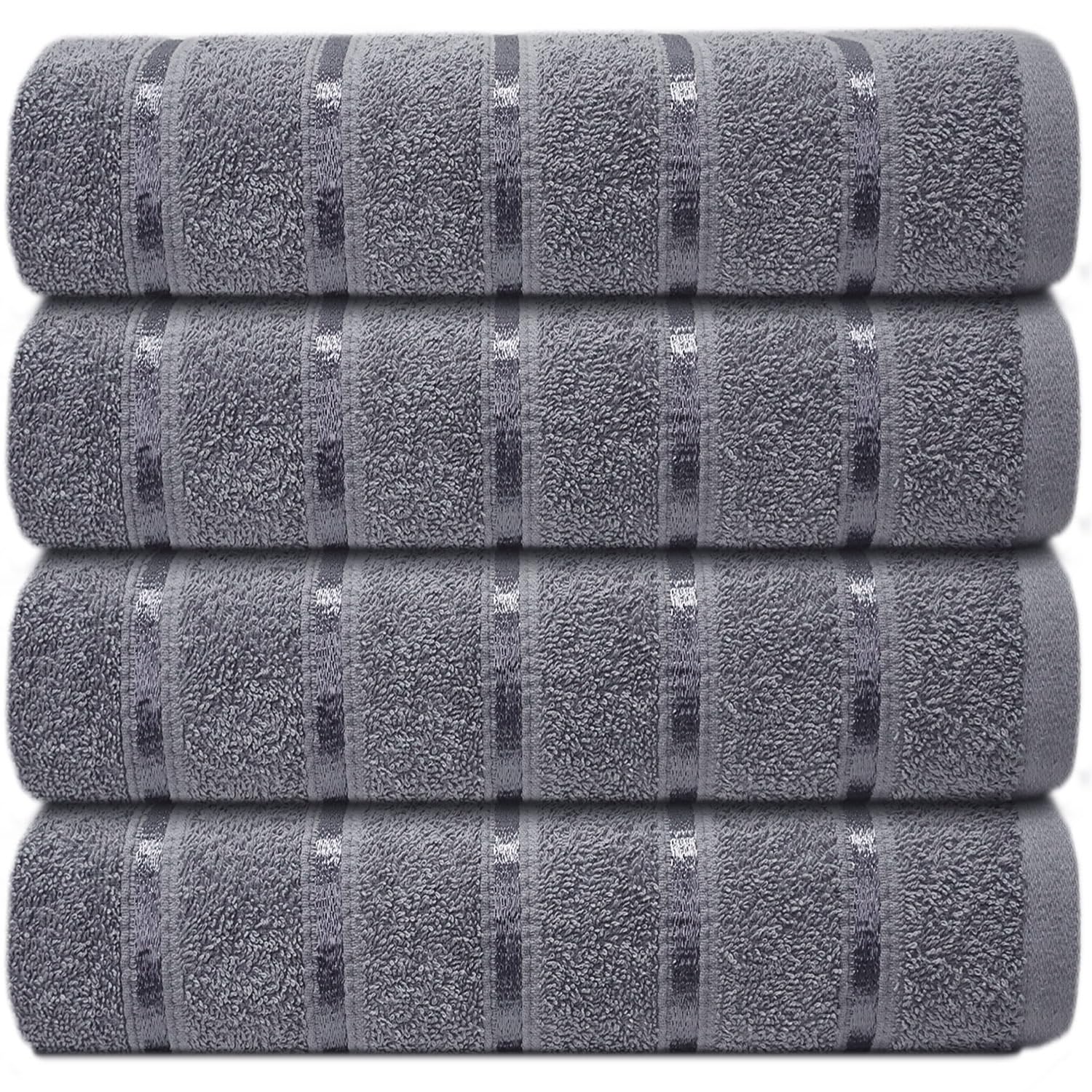 Casabella 4 Pk Bath Sheet Towel Set 80x140 cm-Luxury 100% Cotton, Highly Absorbent & Hotel Quality Towel-Extra Large Bath Towels, Super Soft Bathroom Towels Set of 4 Silver Jumbo Bath Sheets