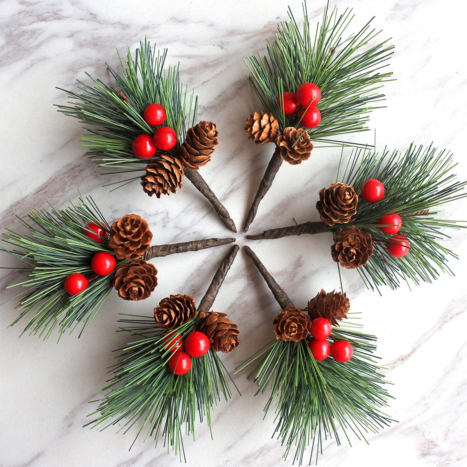 1 confezione di bacche di natale rami di pino artificiale piante bacche rosse albero di natale decorazioni ghirlanda fai da te ornamenti da tavola Noel