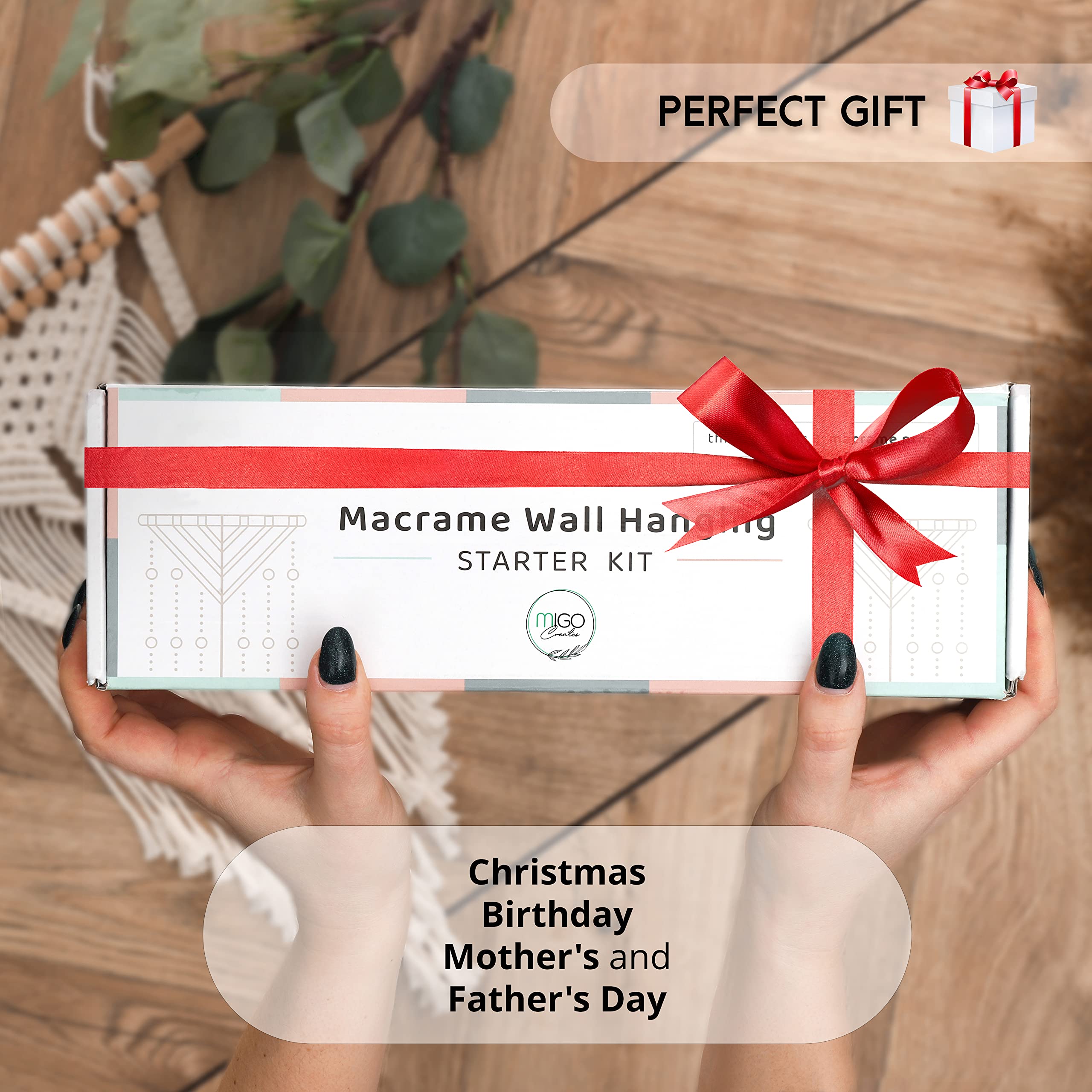 MIGO Creates DIY Macrame Kit for Beginners with 9 Macrame Projects Ebook, 115 Pcs Macrame Supplies & 220yd Cotton Yarn | Create Unique Bohemian Decor Craft Projects! Perfect DIY Crafts for Adults!