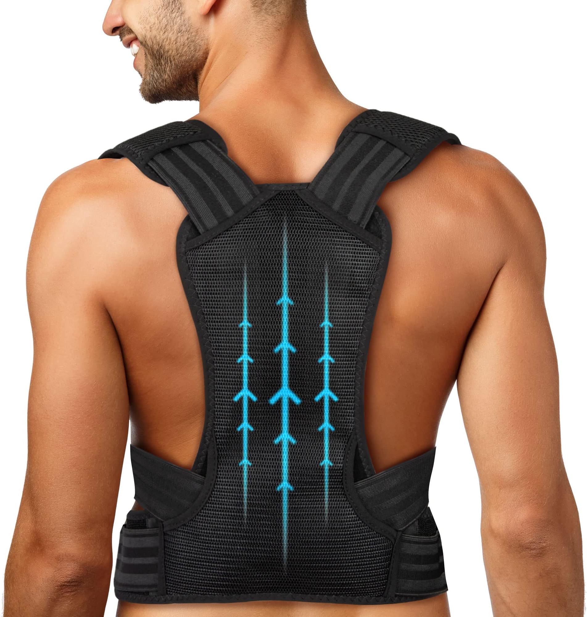MAKINGTEC Posture Corrector, for Women and Men Back Straightener Posture Corrector Adjustable Size Back Brace for Posture Providing Pain Relief from Neck Shoulder and Upper Back (Large)
