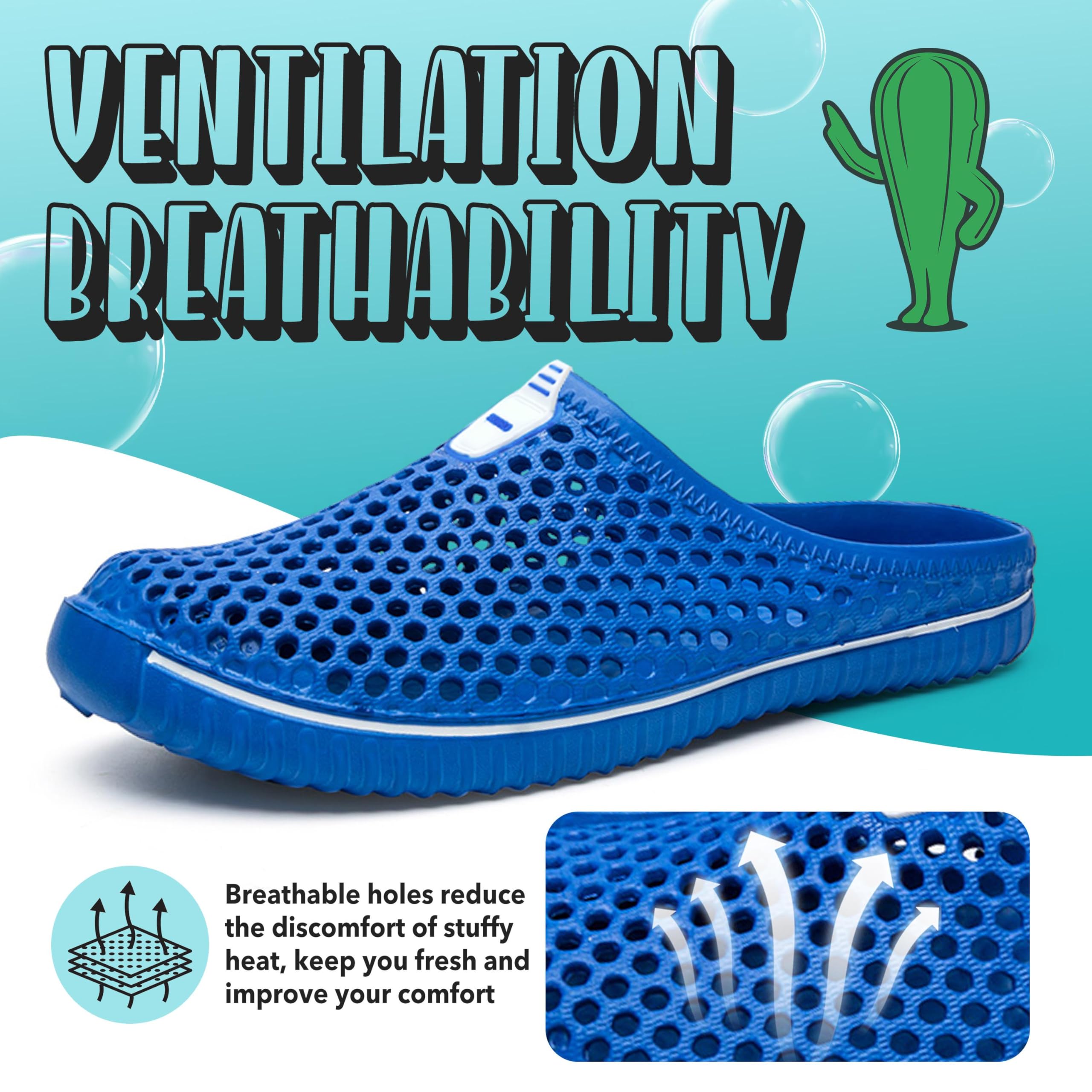 SAGUARO Uomo Donna Spiaggia Traspirante Pantofole Leggero Flessibile Estate Sandali Anti-scivoloso Unisex Clogs Piscina Slippers 36-45EU