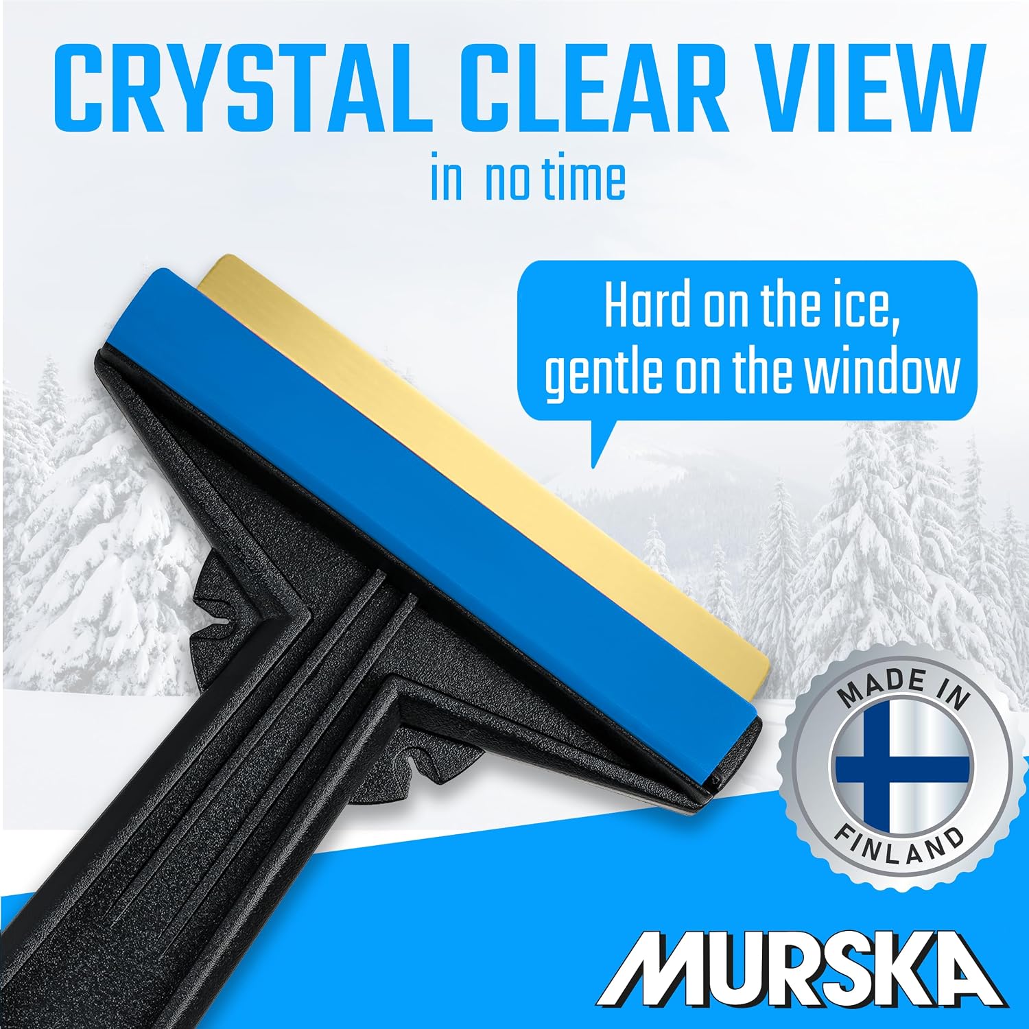 Car Ice Scraper Brass Blade - Fast, Effortless, efficient & Easy - Brass Ice Scrapers for Car Windshield Ice Scraper - Brass Ice Scraper for Car - Original Murska from Europe - Winter A054 Black Blue image 3