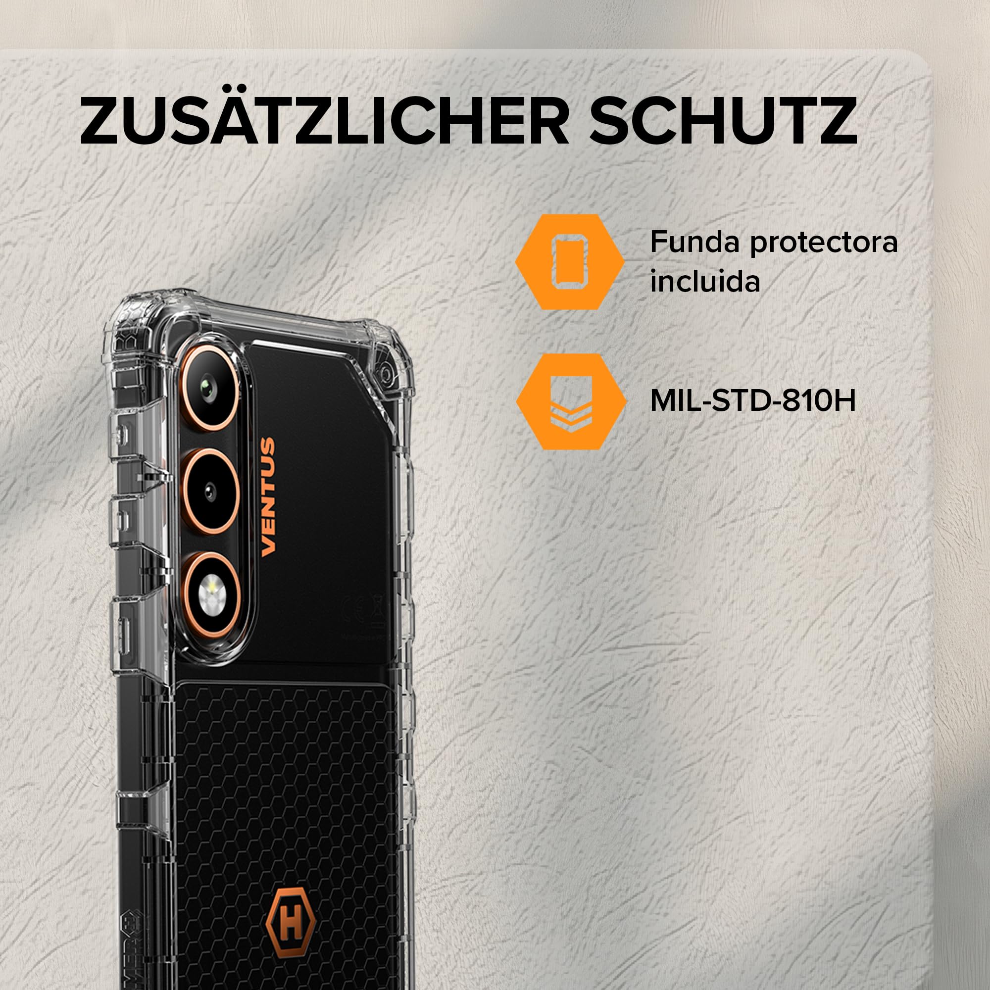 HAMMER VENTUS 5G Outdoor Smartphone 8GB+256GB, Android 16, 6.77 Inch 120Hz AMOLED Display, 108MP AI Camera, 32MP Selfie Camera, MediaTek Dimensity 7100, 5000mAh Battery, 45W Fast Charging, IP69, MIL-S