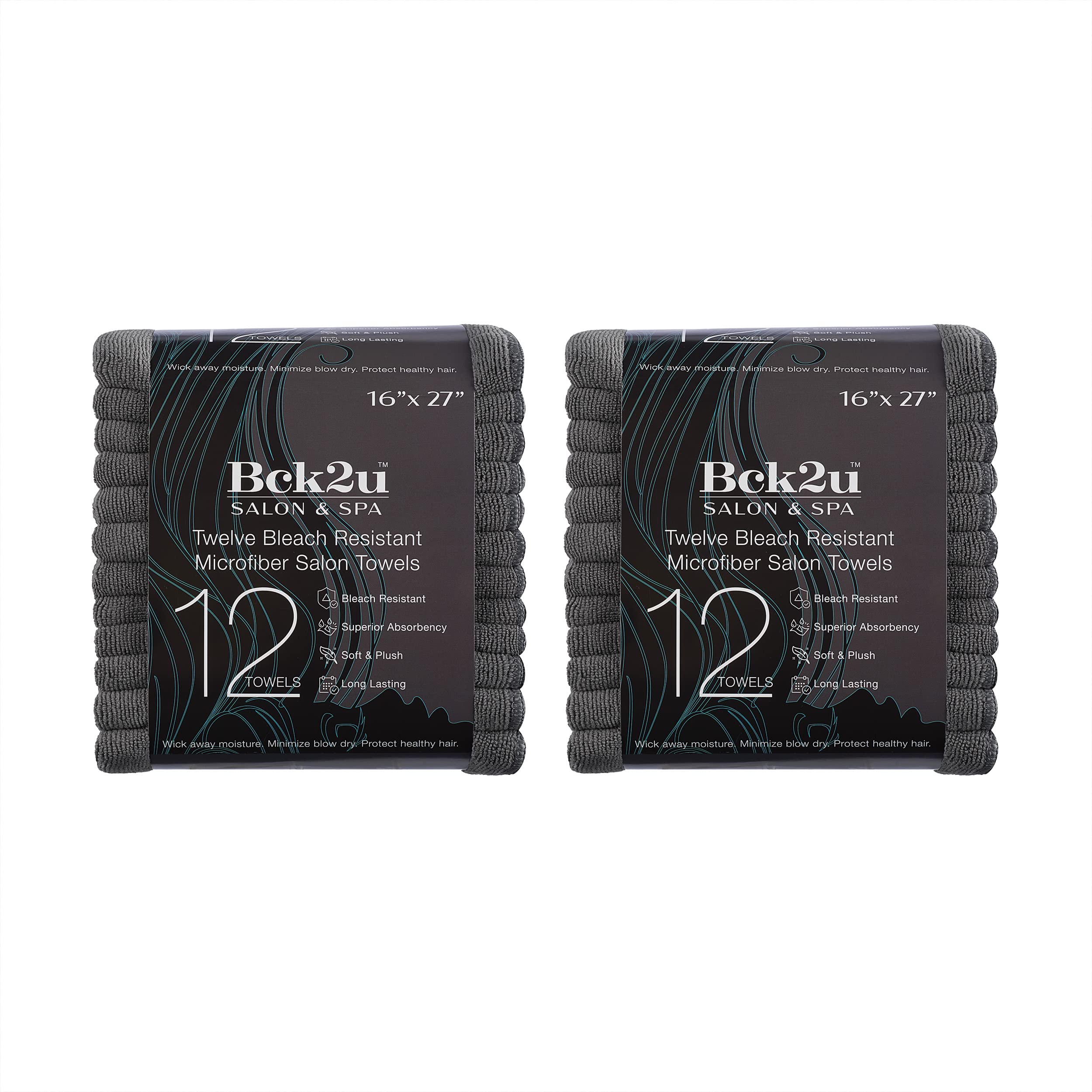 Arkwright - Juego de 24 toallas de salón de microfibra resistentes al blanqueamiento, absorbentes para secar el cabello, perfectas para salón y spa, 16 x 27 pulgadas, color gris