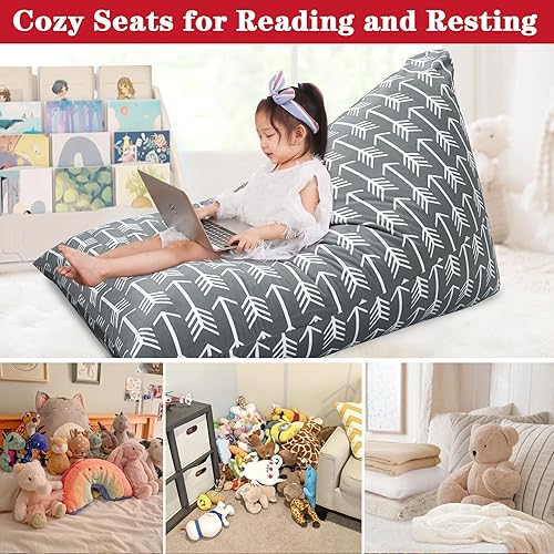 Miniatura 96 de Jorbest Almacenamiento de animales de peluche, almacenamiento de puf de peluche de fútbol, funda para silla de puf de fútbol para niños, asiento de