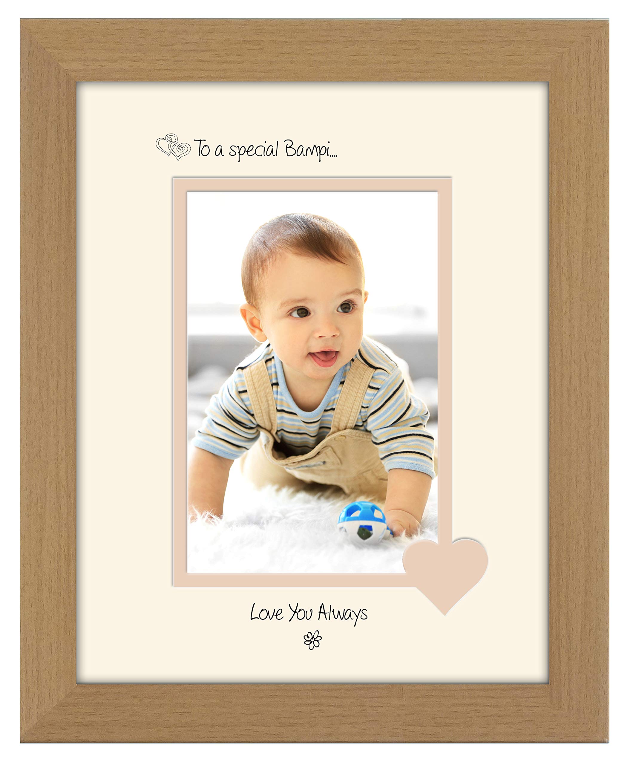 Photos in a WordBampi Photo Frame Special Bampi Love You Always Portrait 1153F Double Mounted Quality Gift (Oak Finish Frame Cream Mount Beige Inside)
