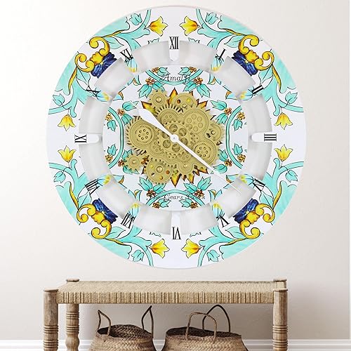 ImprovingLife The Gears Clock - Reloj redondo de 36 pulgadas de la colección Italia (Amalfi)