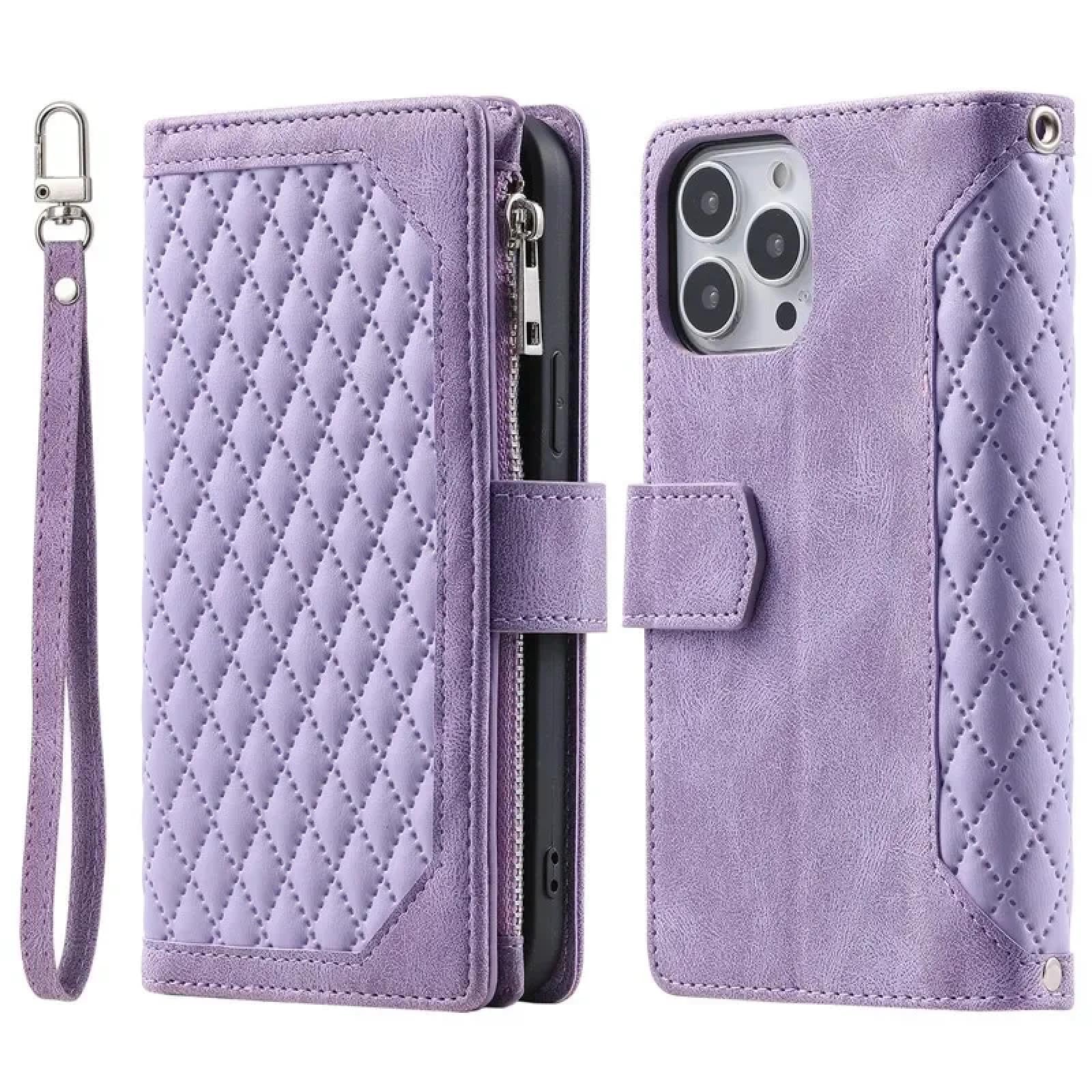 Étui Portefeuille en Cuir avec dragonne pour iPhone 7 (iPhone 8), Fermeture éclair, Porte-Cartes, dragonne (pour iPhone 7 (iPhone 8)/Violet)