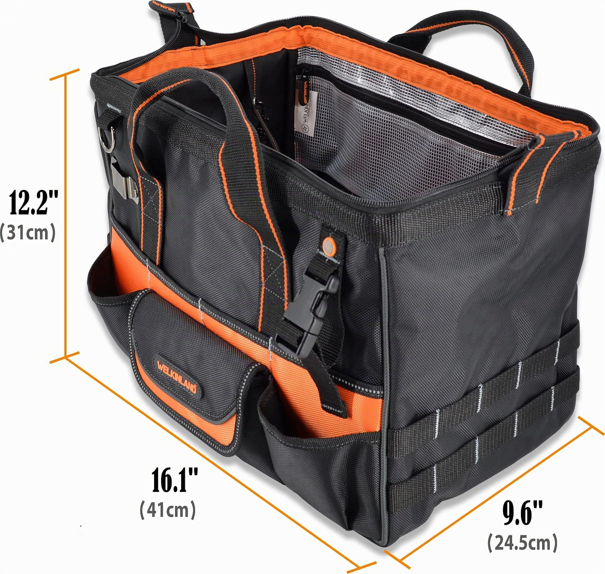 WELKINLAND Organiseur d'outils robuste de 40,6 cm – 34 poches ouvertes sur le dessus pour CVC, électriciens et perceuses