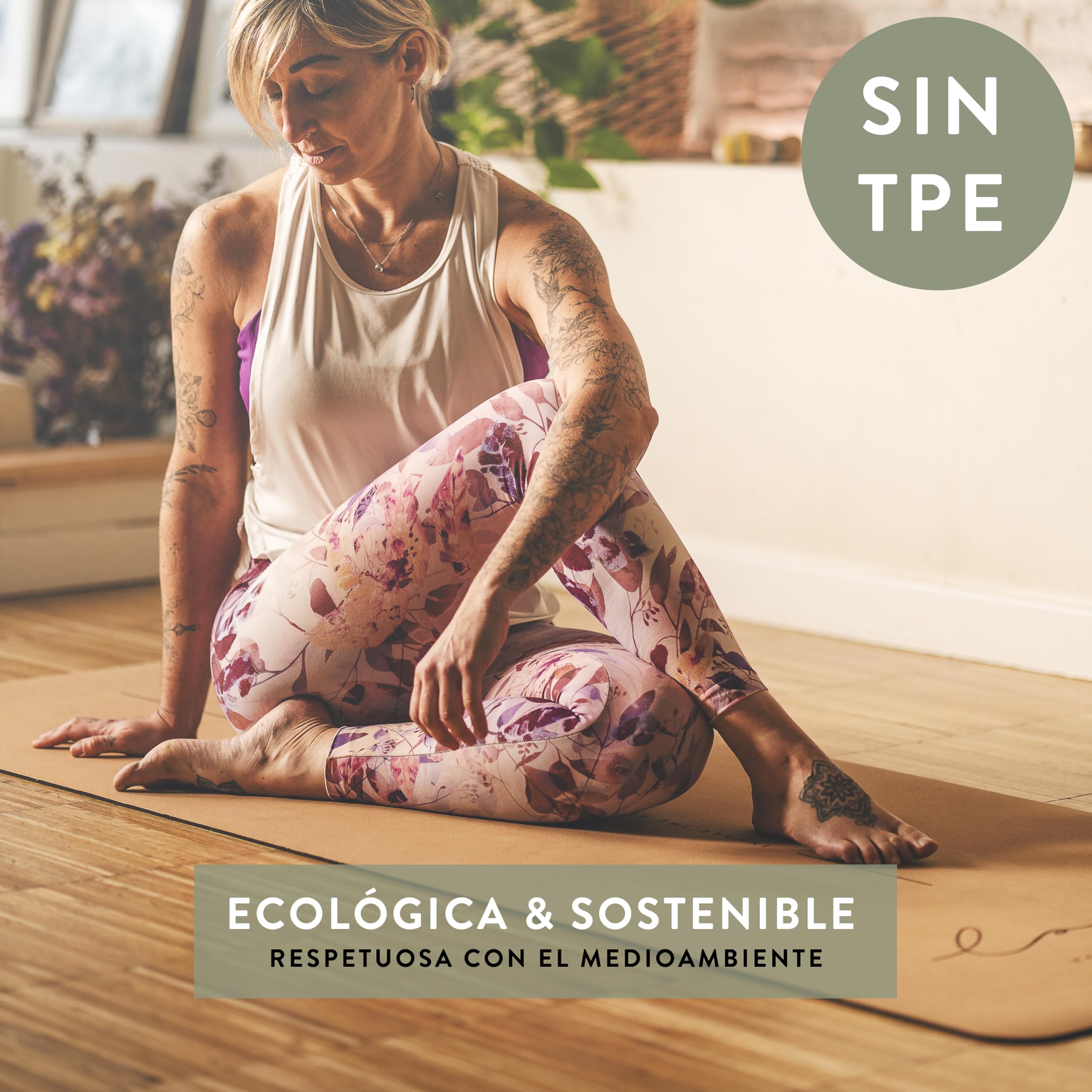 LAAR Yoga Essentials – Esterilla de Yoga de Corcho Natural y Caucho Ecológico (183×66×5 cm) | Antideslizante, Resistente, con Cinta de Transporte | Esterilla Premium para Yoga, Pilates y Fitness
