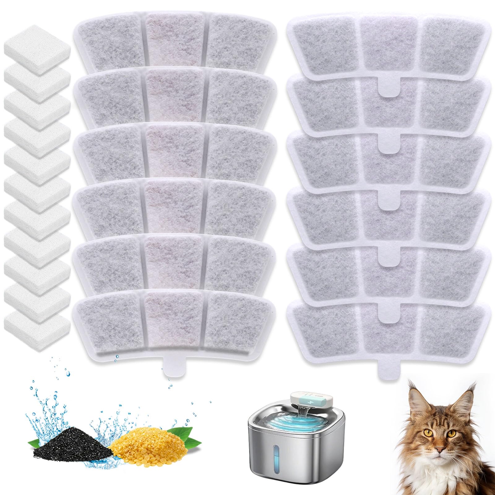 AnyEnjoy Cat Water Fountain Filter, 12 Pack Fountain Filter Replacement Compatible with Oneisall Cat Water Fountain PW04 3.5L/118oz