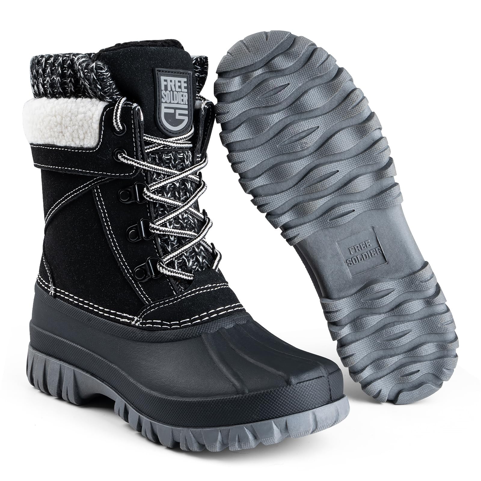 FREE SOLDIER Wasserdichte Winter-Schneestiefel für Frauen Outdoor-Mode Entenstiefel Komfortabel Isoliert
