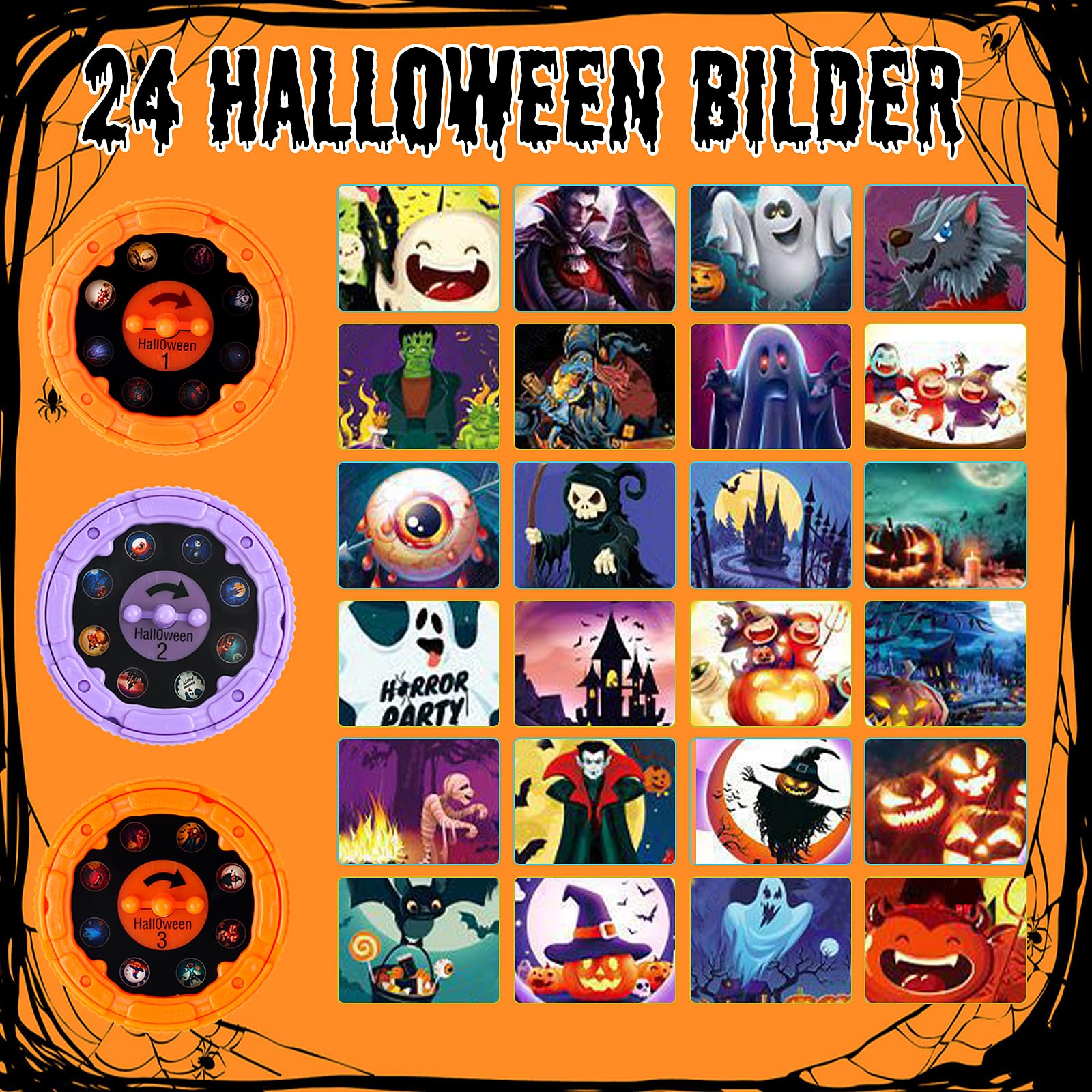 Lanterne Projecteur Halloween Pour Enfants - Lampe Torche Avec 24 Images & 3 Disques - 11,5 Cm