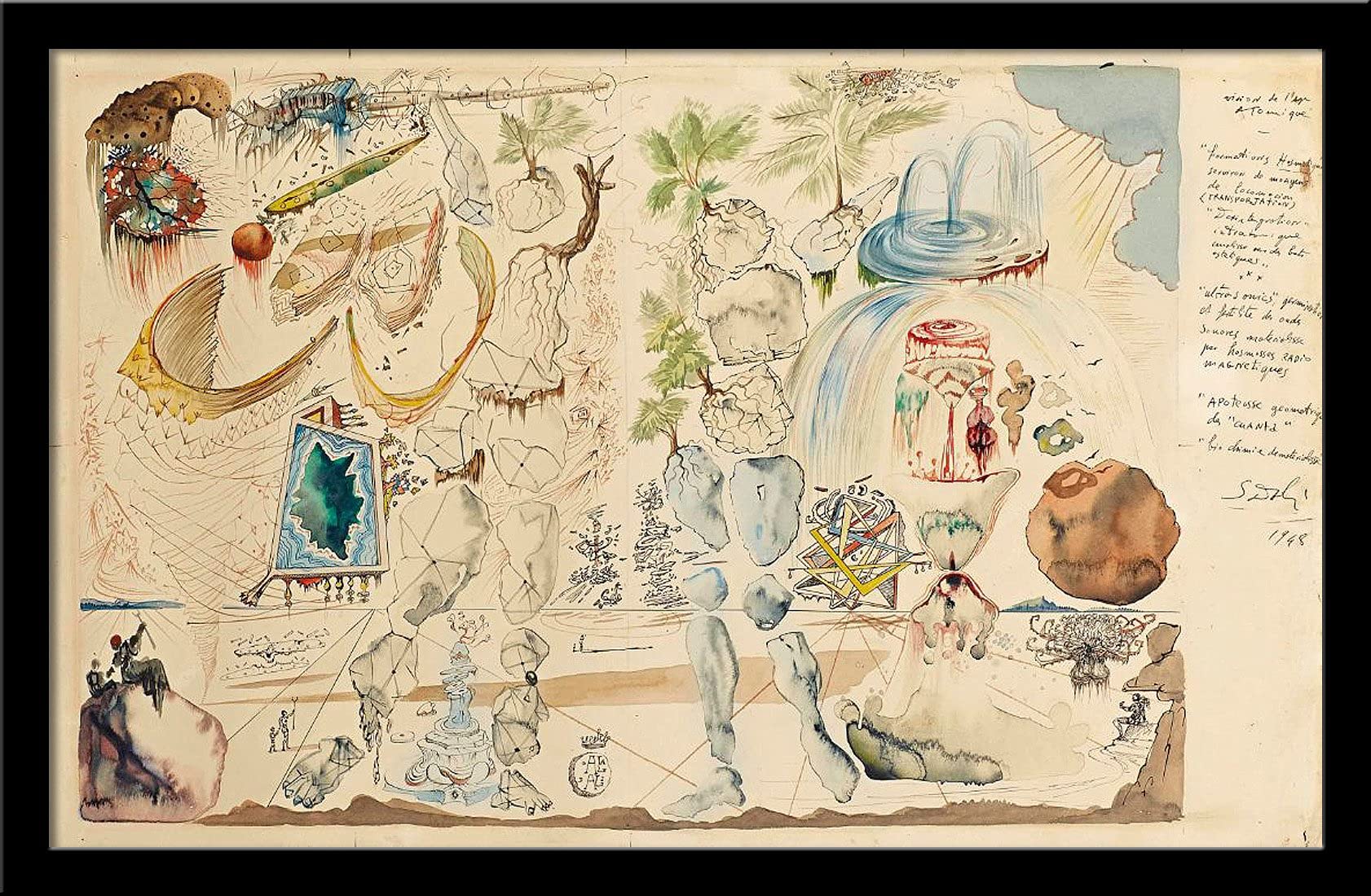 Tallenge - Salvador Dali - Vision Of The Atomic Age, 1948- Large Framed Canvas(Canvas,20 x 30 inches, MultiColour)