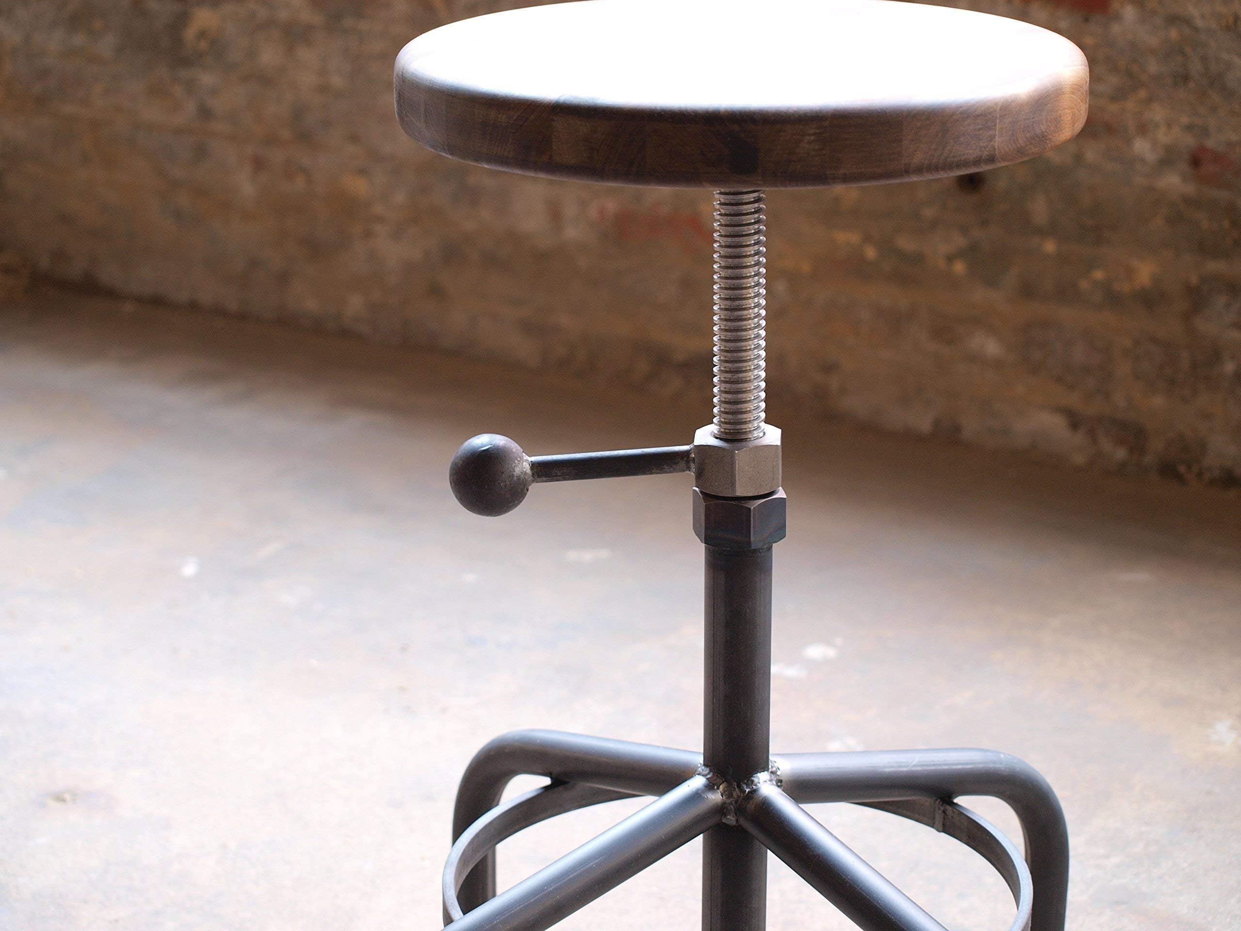Industrial Stool Walnut Adjustable Drill Press Stool