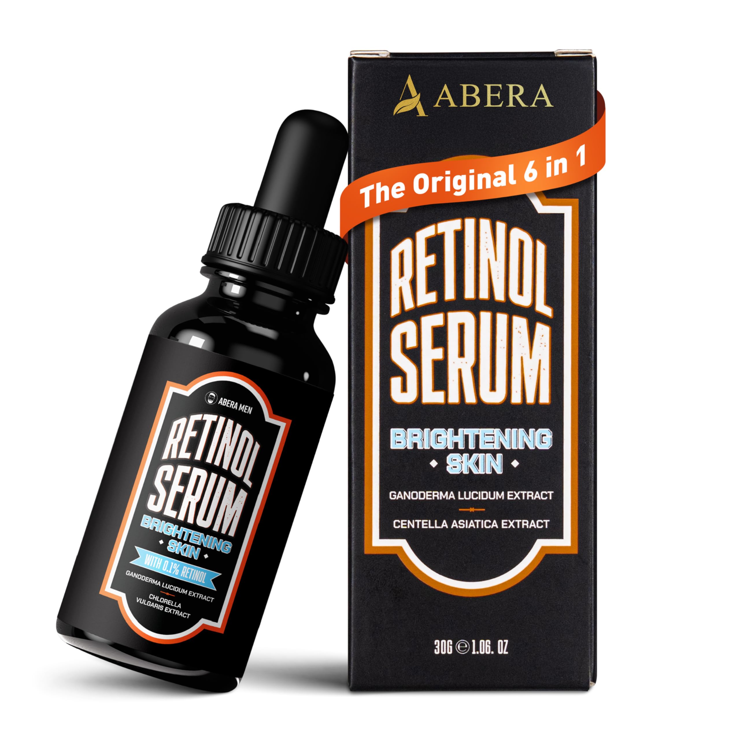 Abera Men Retinol Sérum Antienvejecimiento para la cara, reduce las manchas oscuras, melasma, arrugas y bolsas de ojos, fórmula hidratante e hidratante para hombres con niacinamida 5
