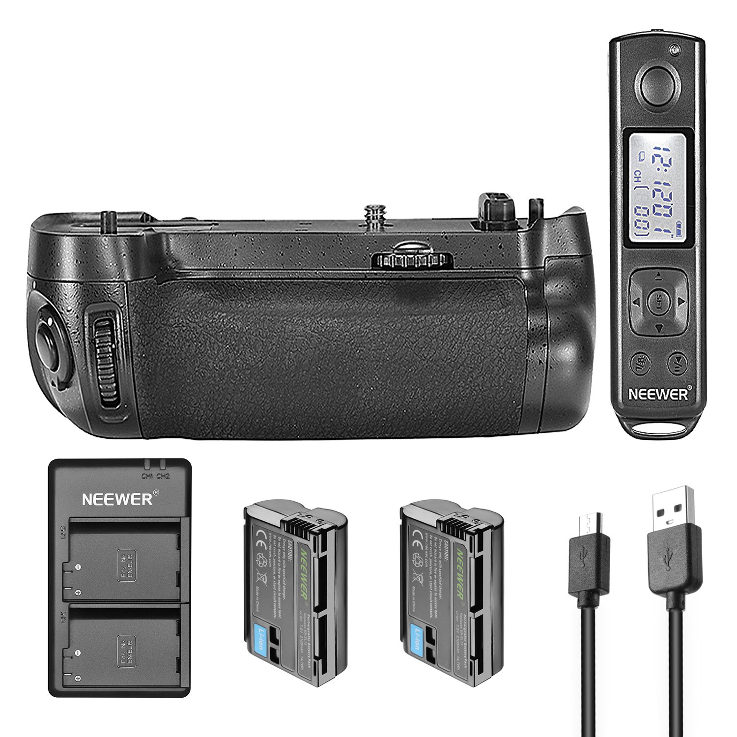 NEEWER Set di Batteria e Caricabatterie di Ricambio per EN-EL3e, 2 Pack