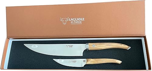 Miniatura 4 de Laguiole en Aubrac Cuisine Gourmet Acero inoxidable totalmente forjado fabricado en Francia Essential Juego de cuchillos de cocina de 2 piezas con