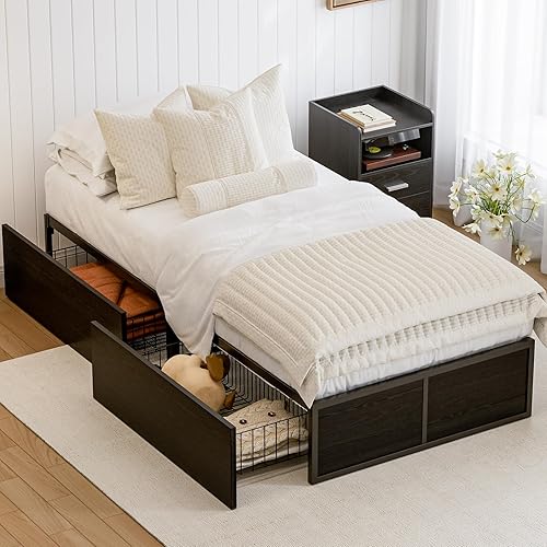GAZHOME Marco de cama de terciopelo individual XL cama de plataforma tapizada con cabecera copetuda ajustable adorno de remaches soporte de listones
