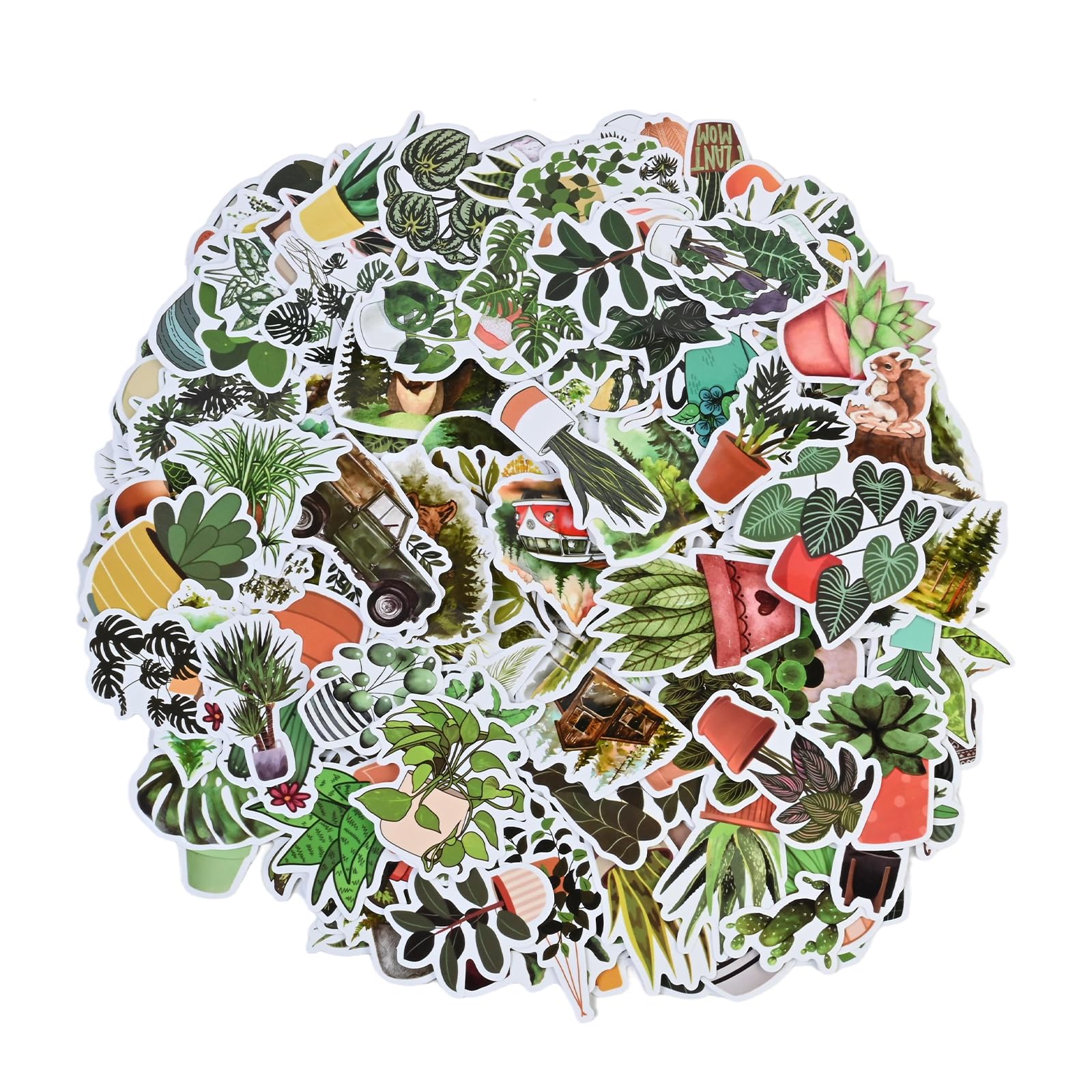 FooYee 150 PCS Plant Stickers, Scrapbooking Nature Leaf, PVC, Variety Pack, DIY Decorative Flower Cactus Stickers, Transparent Waterproof, Scrapbook Supplies Kit for Laptop Luggage Water Bottles