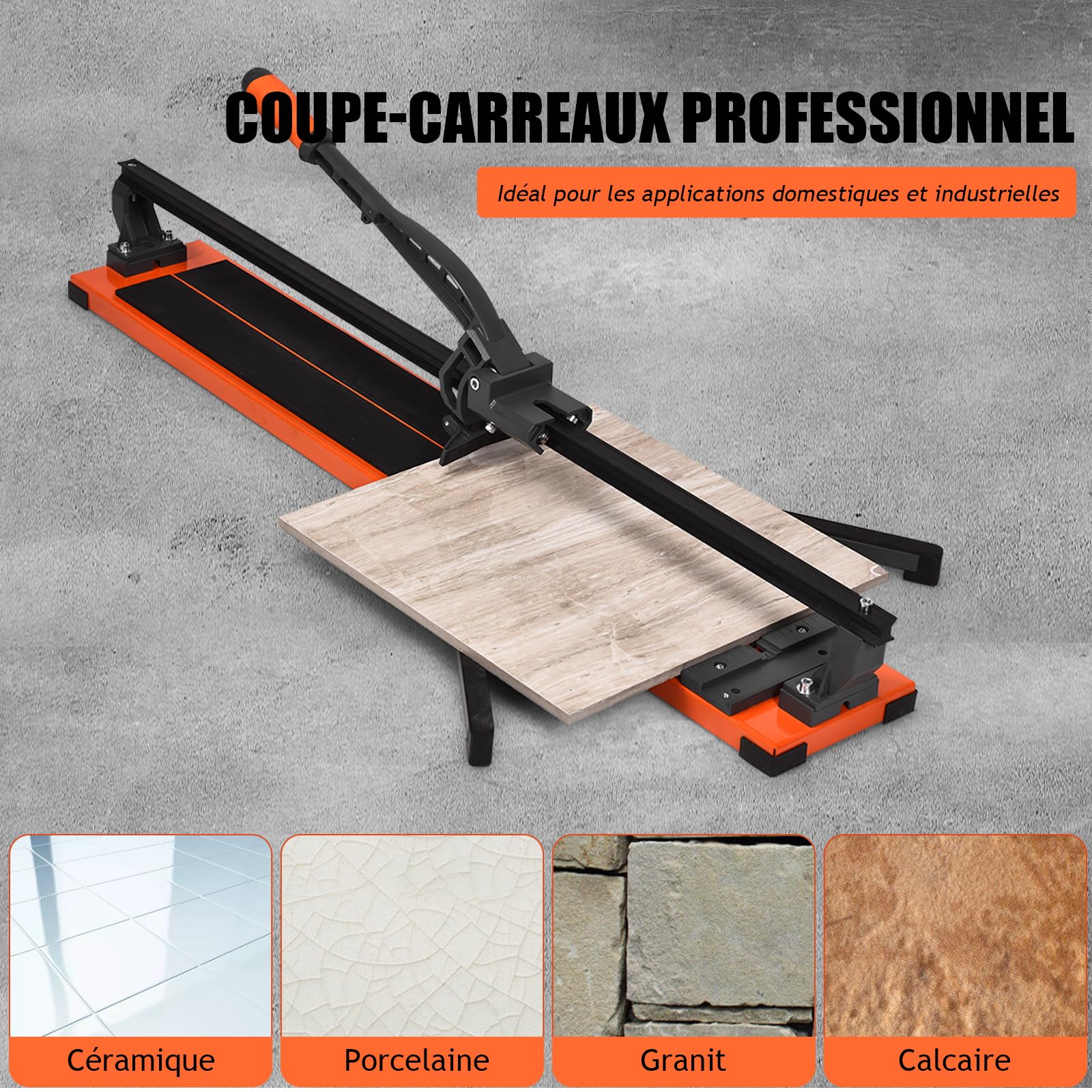 GYMAX Coupe-Carreaux Manuel pour Longeur 915mm-Épaisseur 14mm, Carrelette Professionnel avec Échelle, Angle de Coupe Réglable 0-60°, 2 Supports Latéraux, Poignée Ergonomique