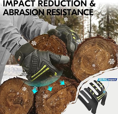 Miniatura 4 de Vgo... -4  o más de invierno impermeable de alta destreza guante mecánico resistente, antivibración, antiabrasión, pantalla táctil (1 par, XL,