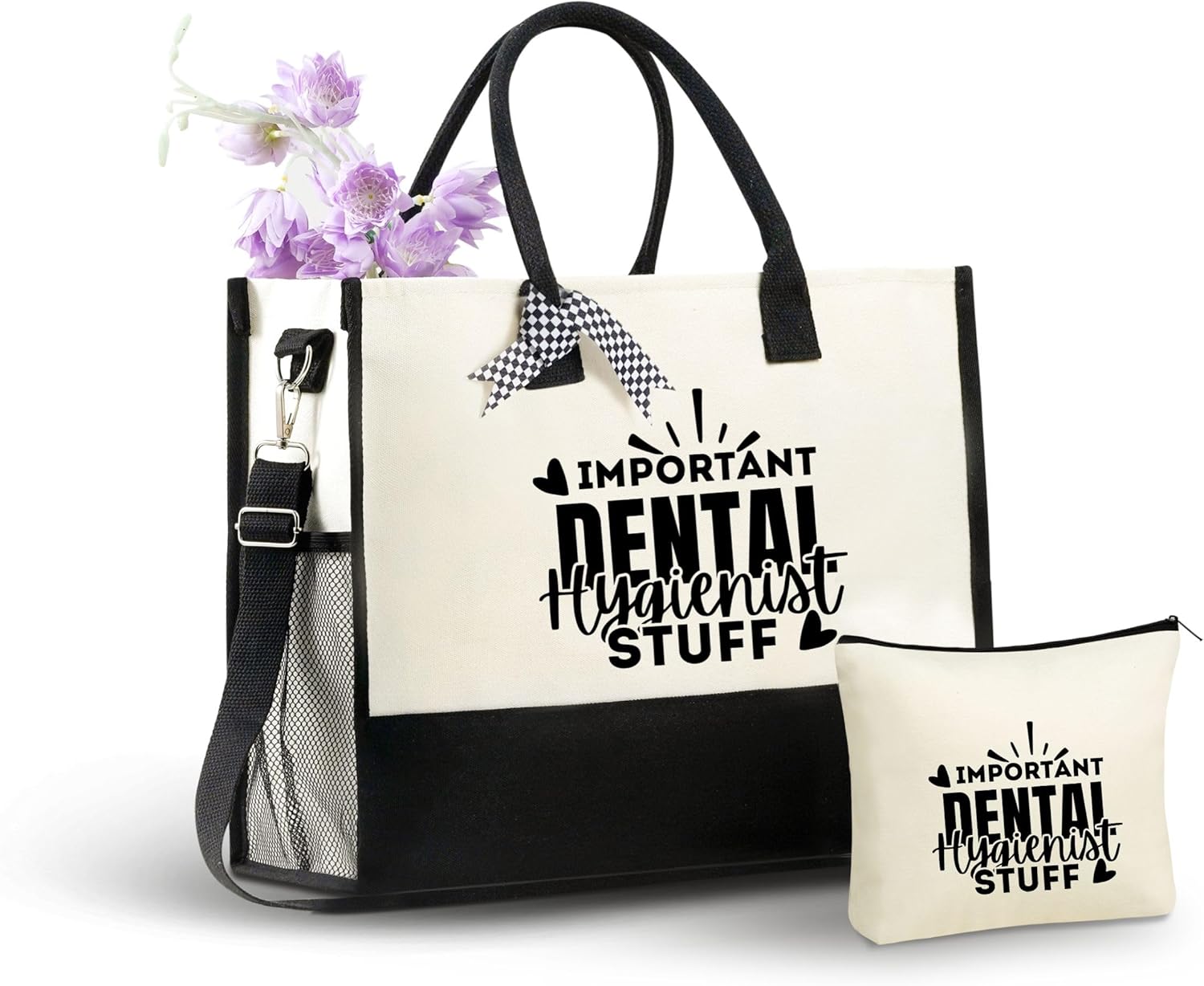 InnoBeta Dental Gifts for Women Canvas Tote Bag, Dental Gifts Tote with Top Zipper Closure and Shoulder Strap for Birthday, Mother's Day, Christmas