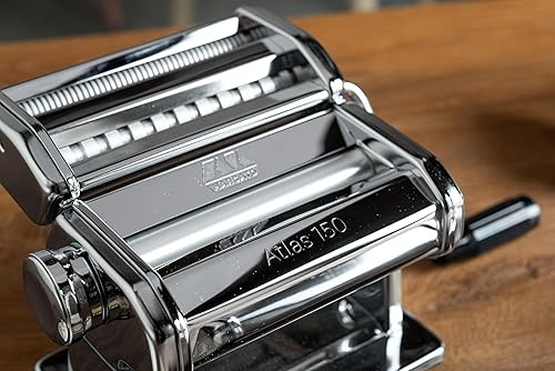 Miniatura 9 de MARCATO Máquina eléctrica para pasta Atlasmotor 110V Made in Italy, acero cromado. El juego incluye Atlas 150, manivela, abrazadera, motor