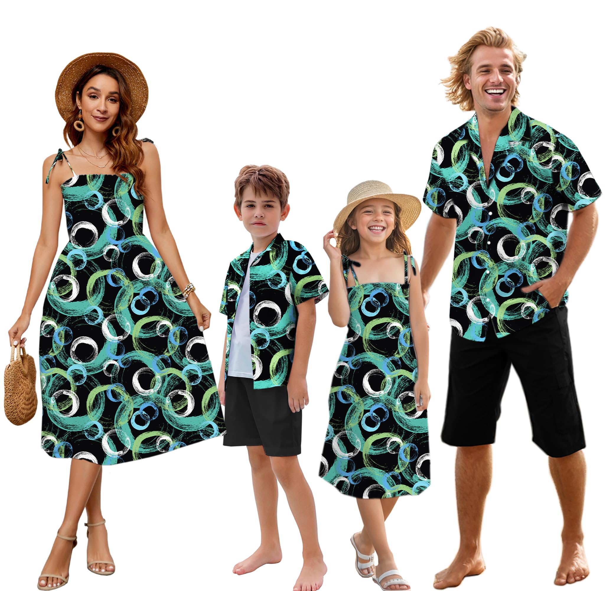 SANGTREE Family Matching Hawaiian Outfits , Casual Beach Travel Clothes ，Vacation Clothing Set for Women &amp; Men &amp; Girls &amp; Boys