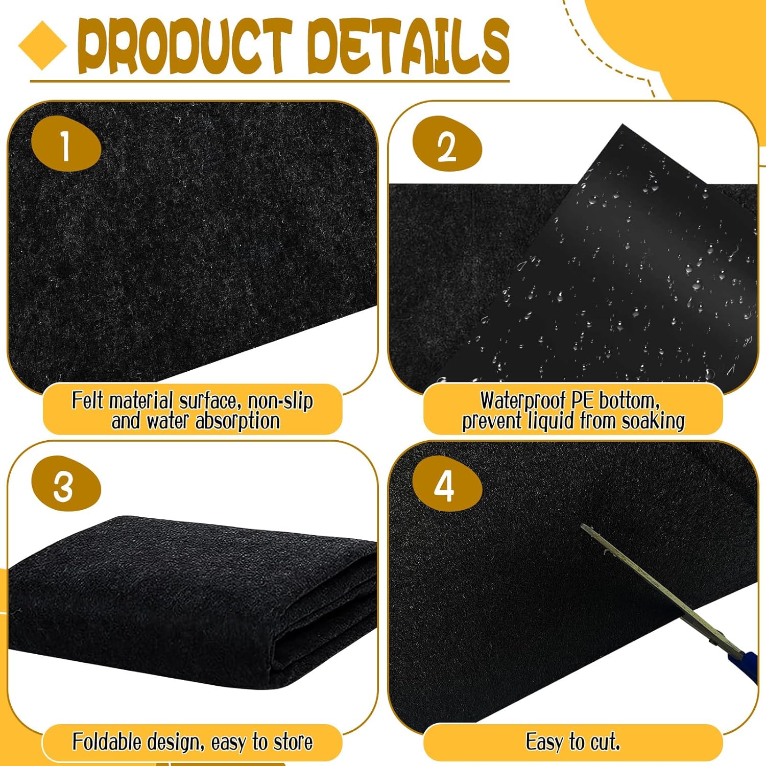 Outdoor Playhouse Mat, 51'' x 47'' Felt Outdoor Playhouse Activity Rug with Non Slip Backing Protective Outside Game House Play Mat Home Floor Play House Pad Rug