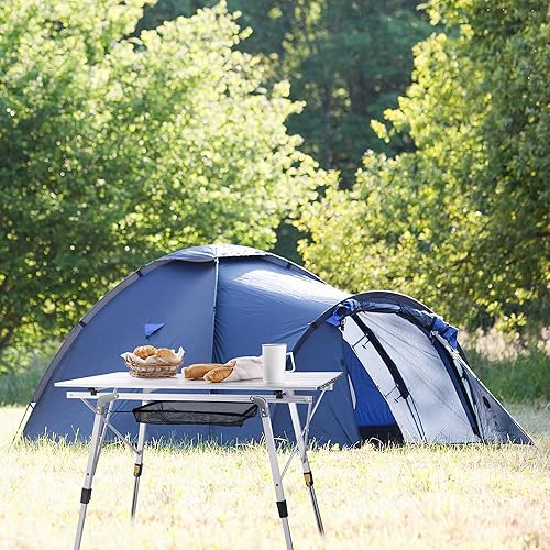Miniatura 8 de Yescom Mesa de camping plegable de aluminio portátil con pierna ajustable, mesa enrollable ligera para exteriores, barbacoa, picnic, patio trasero y
