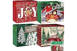 Jumbo Christmas Gift Bags with Handles - 12 Extra Large Bulk Holiday...