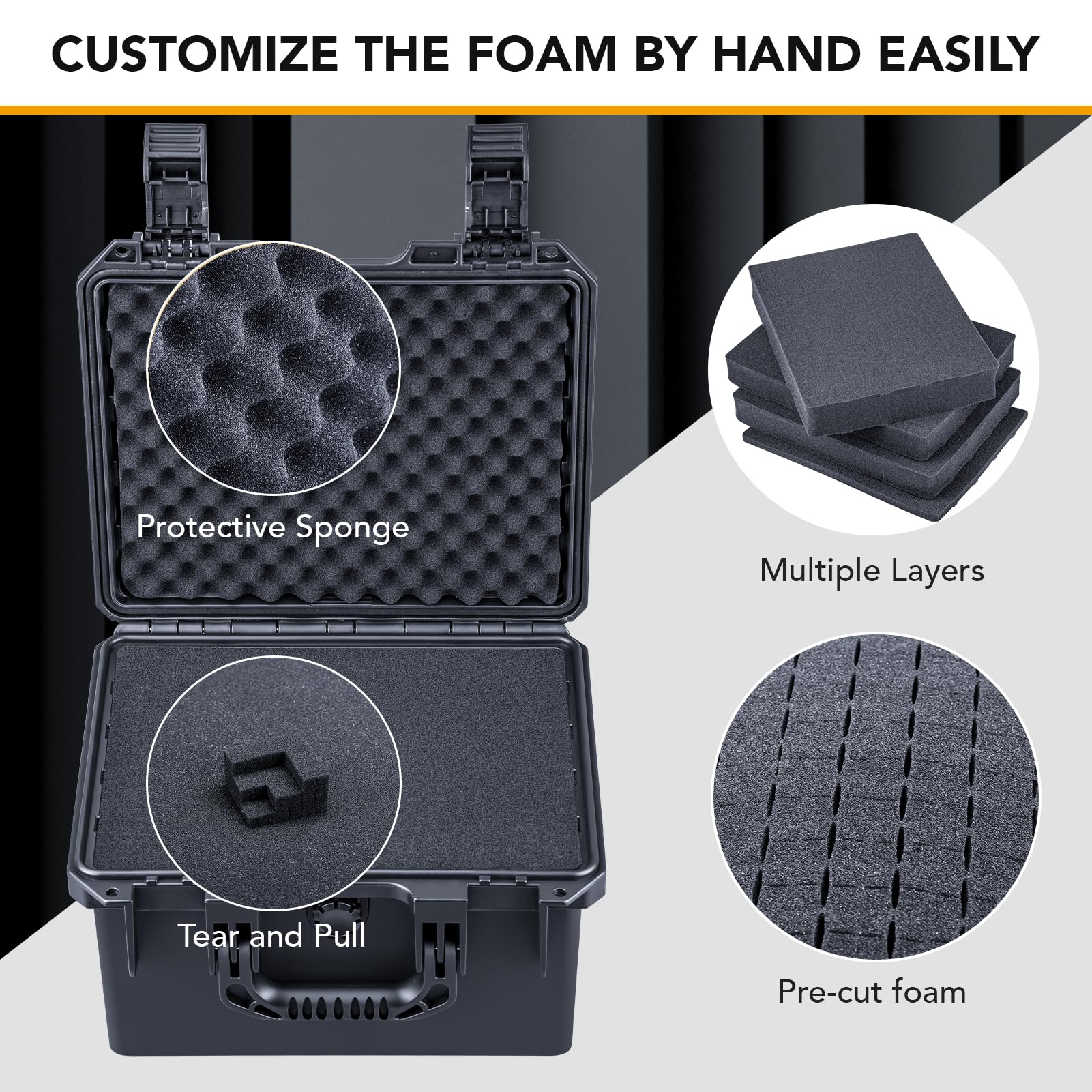 Lykus HC-2830 Maletín/Maleta/Estuche/Case rígida Impermeable con Espuma Personalizable, Tamaño Interior 28,2x22,2x16,6 cm, Adecuado para electrónica y más