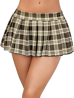 Avidlove Women's Mini Pleated Skirts Y2K Plaid Skirt Pleated Mini Skirt for Schoolgirl Brown Plaid XL