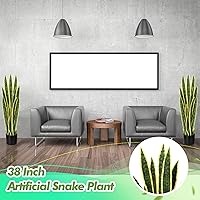 Vista 3 de Crowye Paquete de 6 plantas de serpiente artificial de 3.15 pies de alto, planta de Sansevieria sintética, serpiente falsa grande a granel en maceta