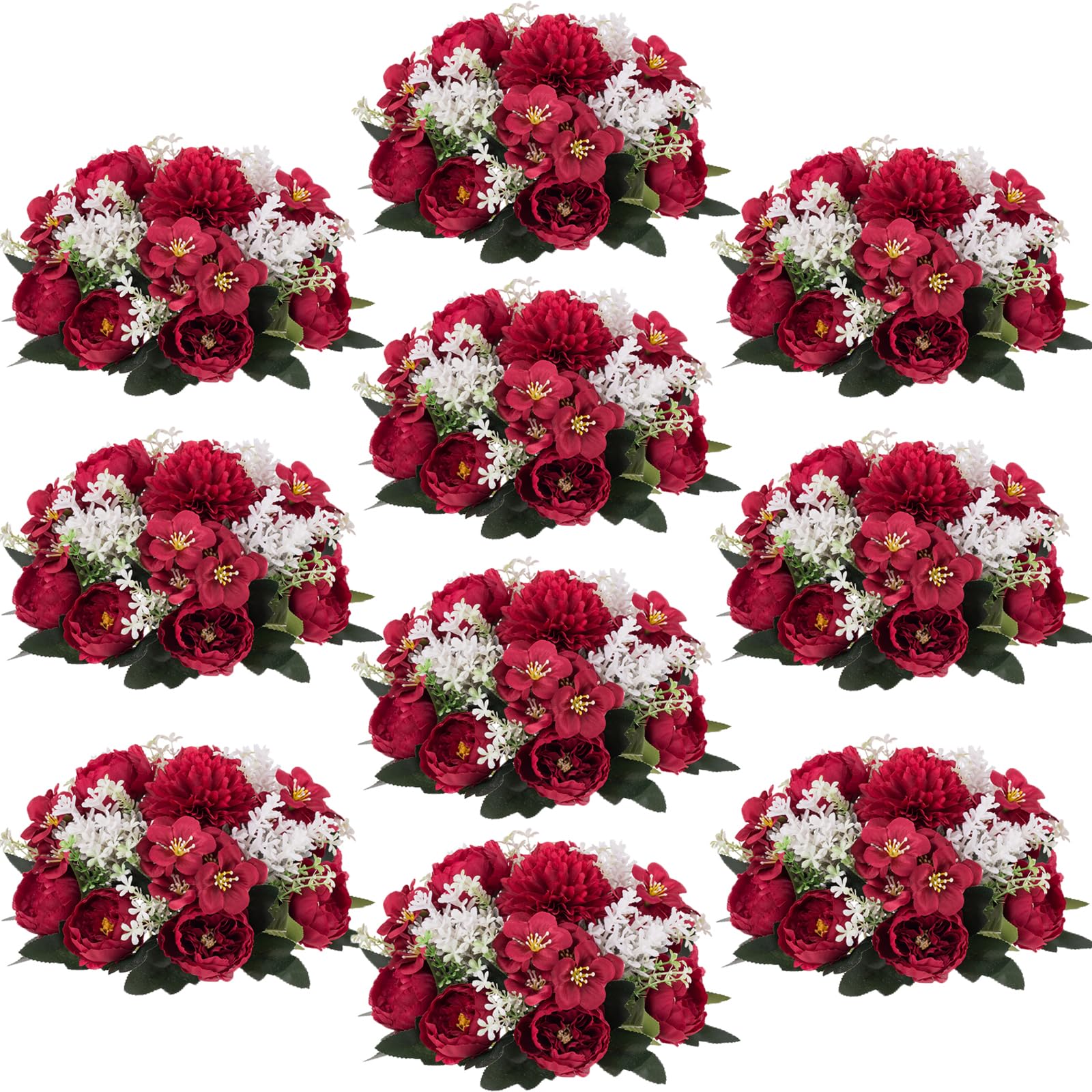 Inweder Flower Balls Centerpieces for Tables: 10 PCS Red Roses Flowers for Centerpieces Floral Arrangements Centerpiece for Wedding Party Celebration Home