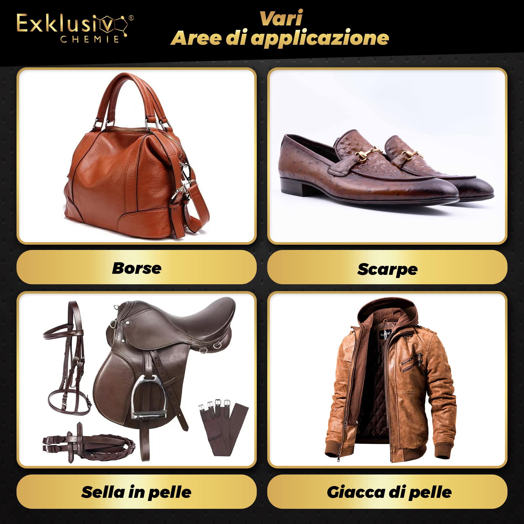 Exklusiv Chemie® Cura della pelle Cura della pelle Abbigliamento e scarpe | Cura della pelle per vestiti e scarpe di pelle | Spray per la cura della pelle | Pulitore per pelle | 500 ml | Per giacche in pelle, scarpe in pelle e borse in pelle