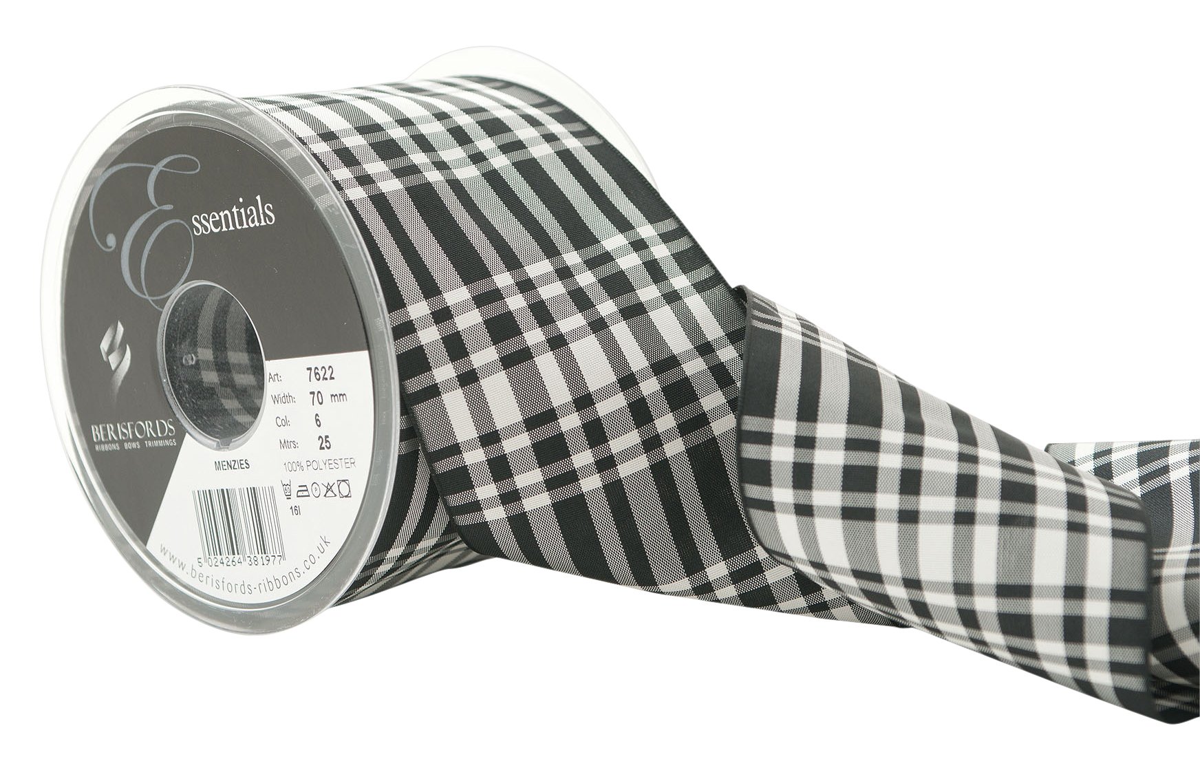 Berisfords Polyester Tartan, Menzies, 10.4 x 10.4 x 7.5 cm