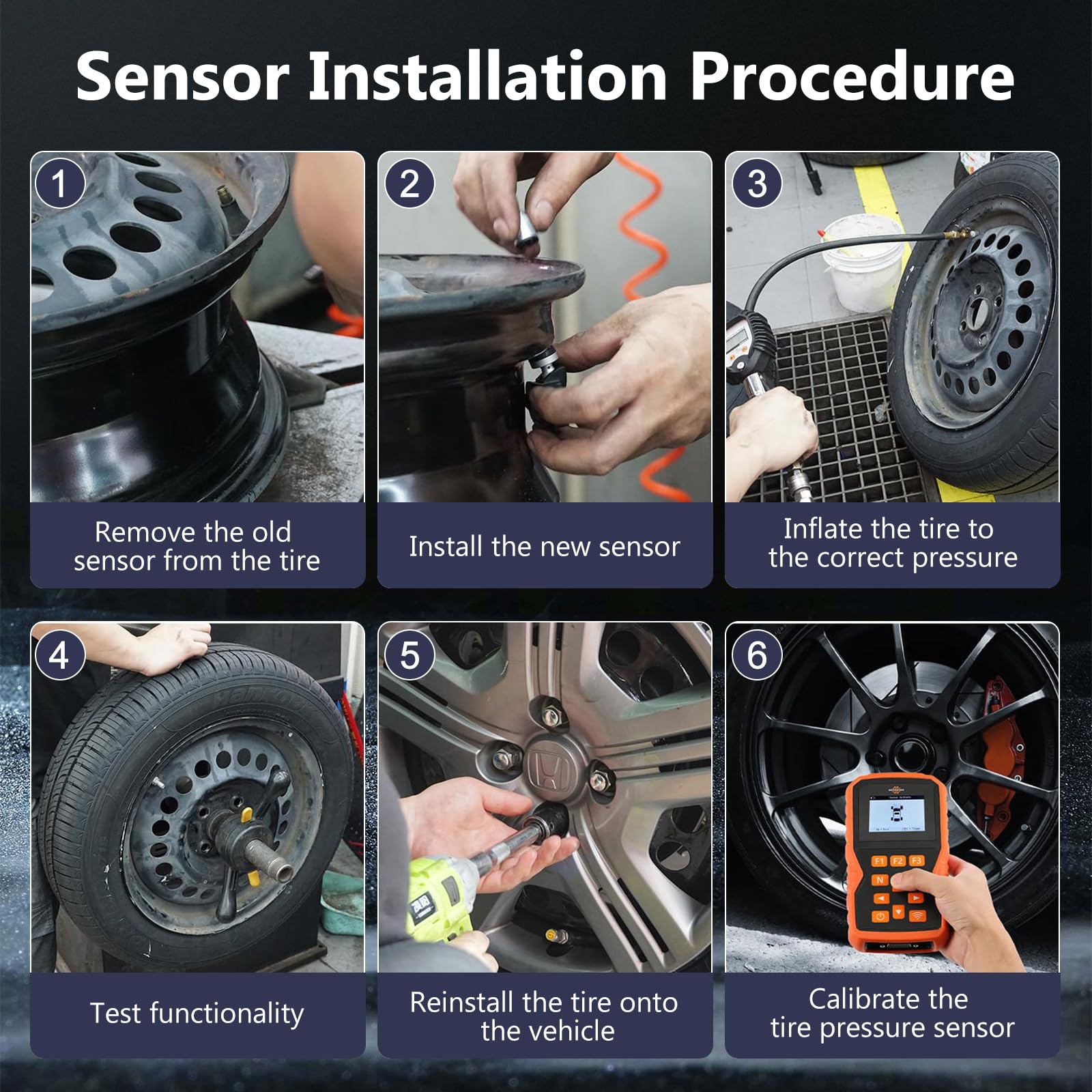 Reifendrucksensor für Ford 4 Stück, 433MHz Reifendruckkontrollsystem mit RDKS Ford Ecosport Focus Fiesta F-150 B-Max C-Max Explorer Mondeo Kuga, Ersatz für 1862980, 2036832, 2318530